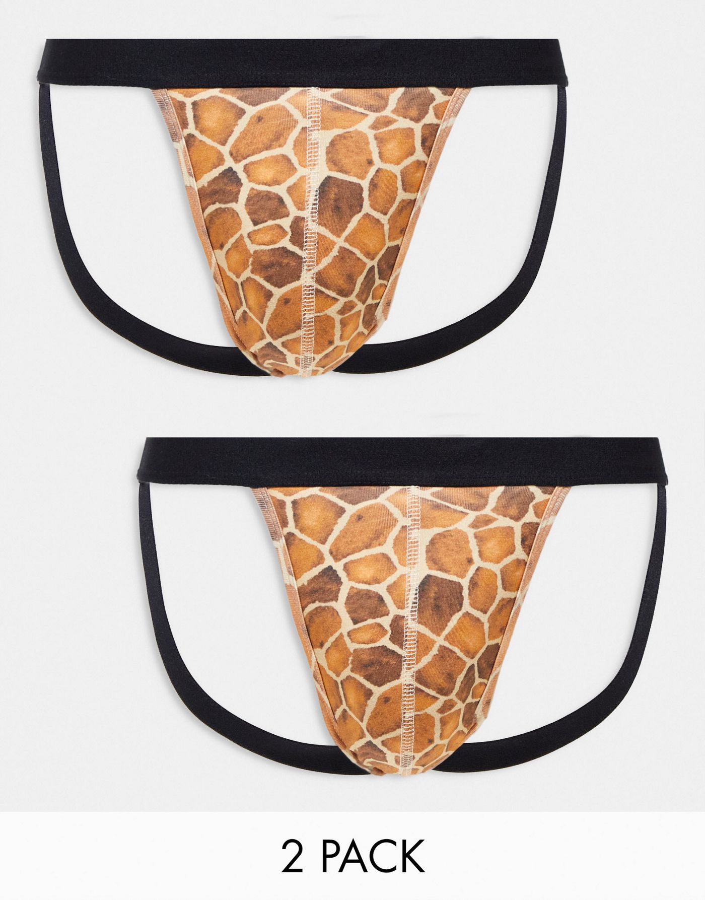 ASOS DESIGN 2 pack jock straps in animal print