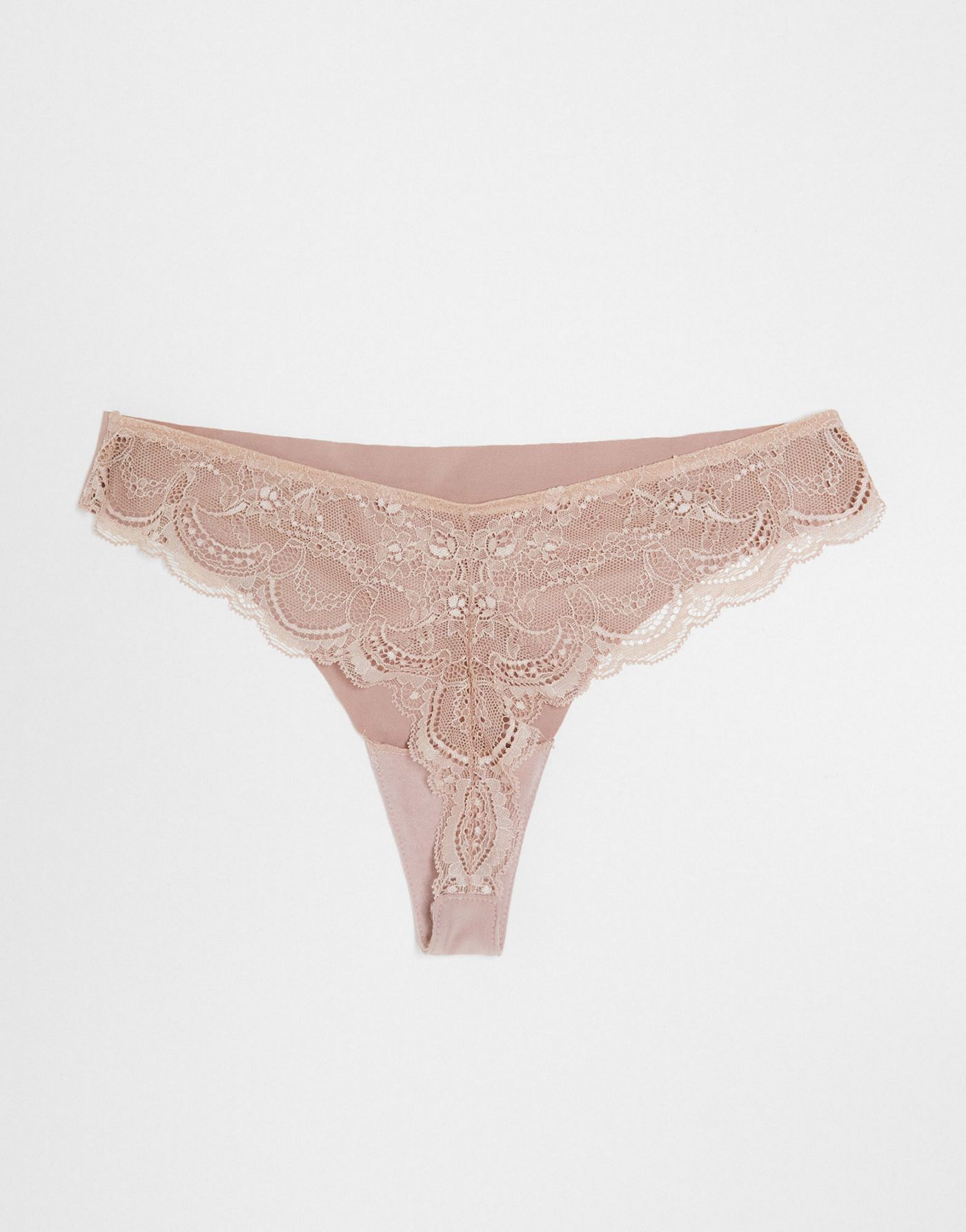 ASOS DESIGN 3 pack no VPL & lace thong in mink