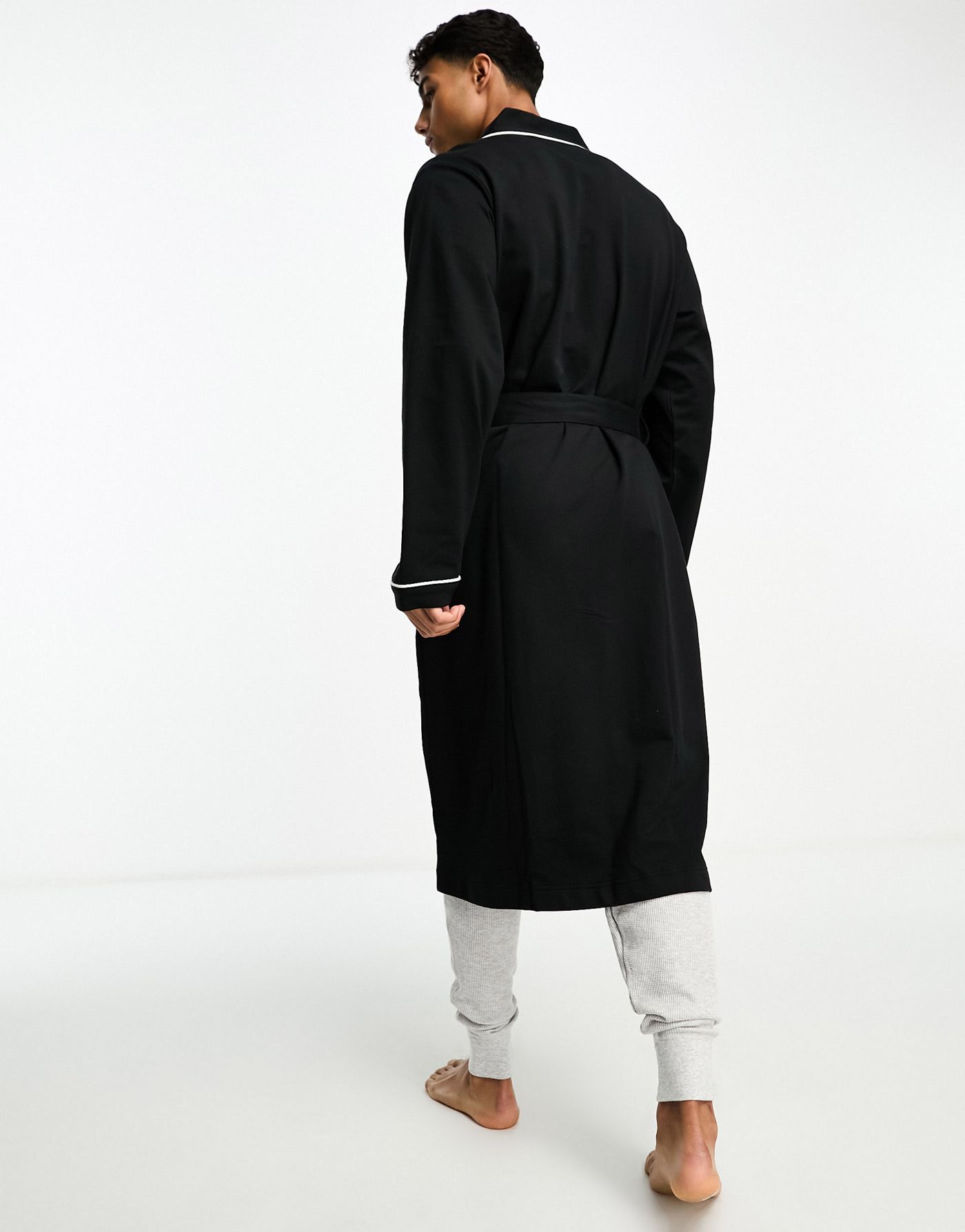 Polo Ralph Lauren lounge dressing gown in black with pony logo