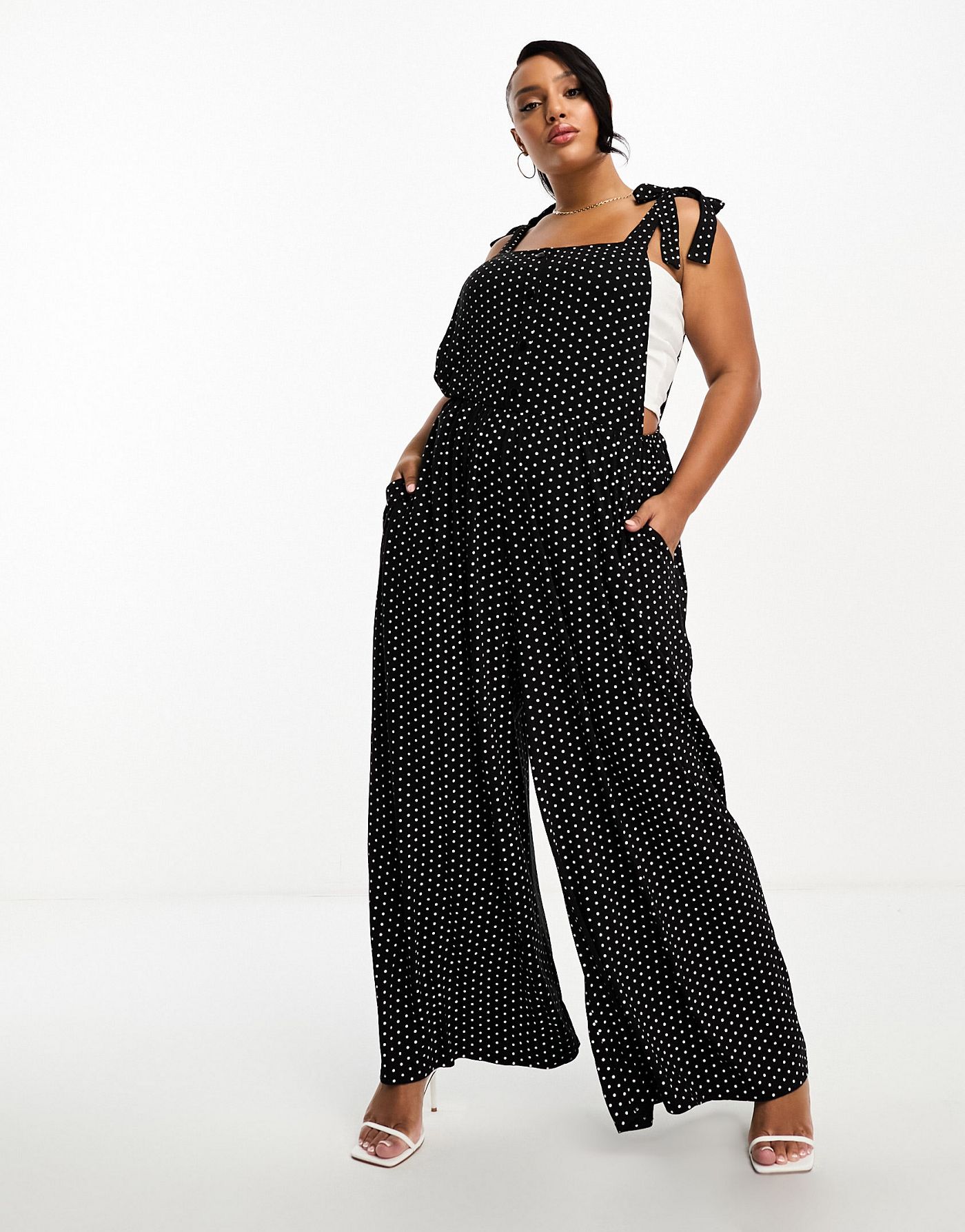 Yours wide leg culotte dungaree in spot