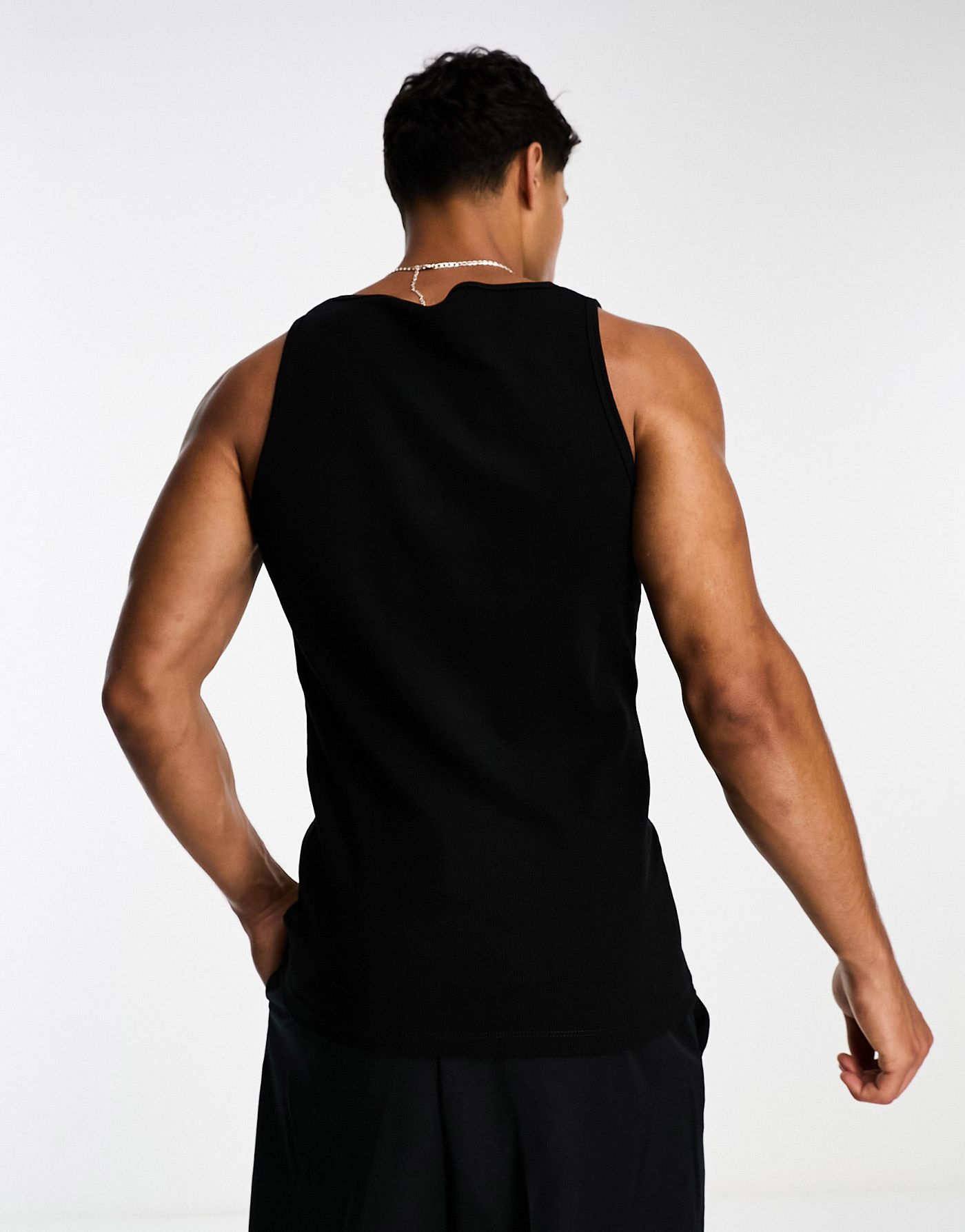 ASOS DESIGN 2 pack muscle rib vest with crew neck in black and white
