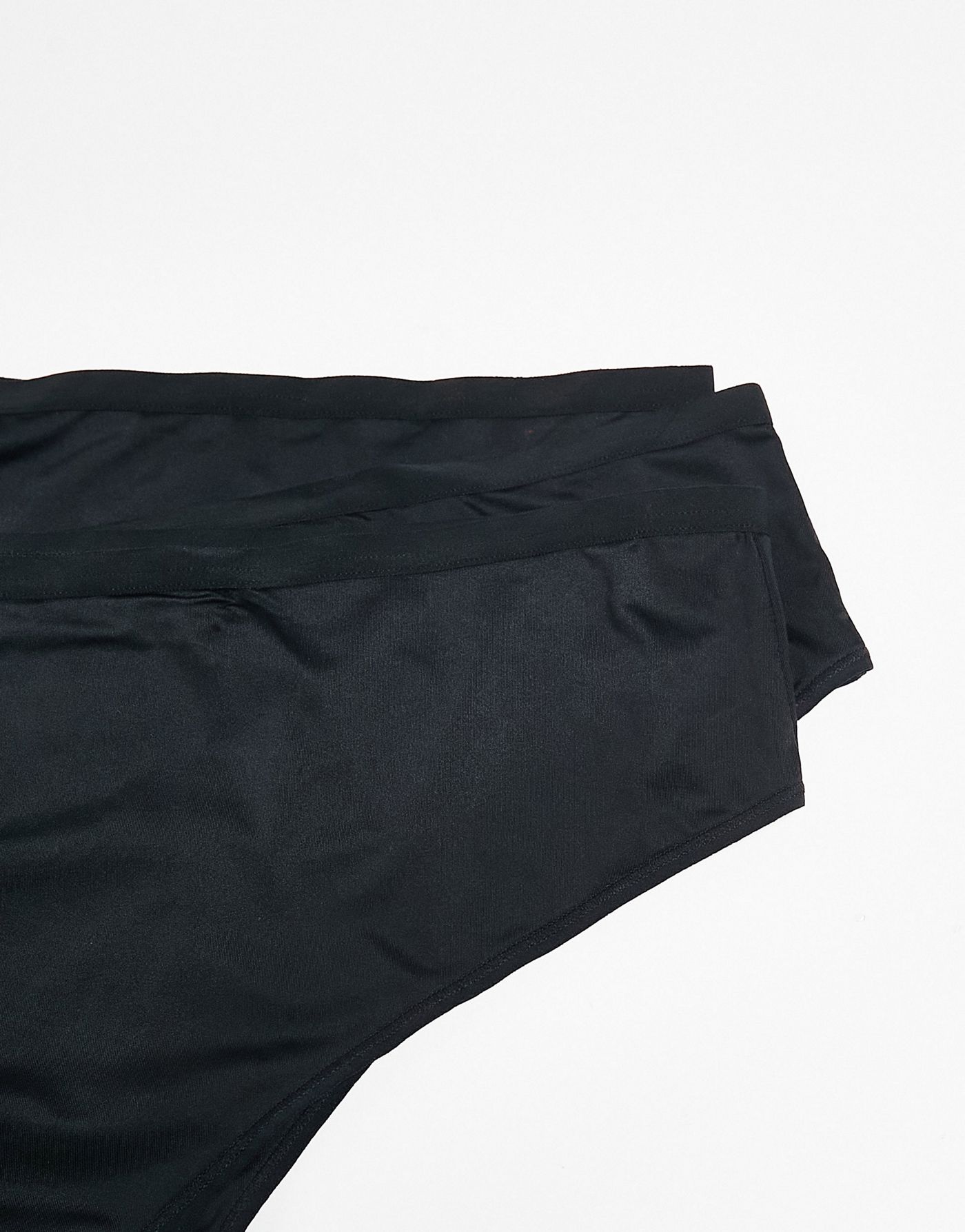 ASOS DESIGN Curve 3 pack microfibre high waist thong in black