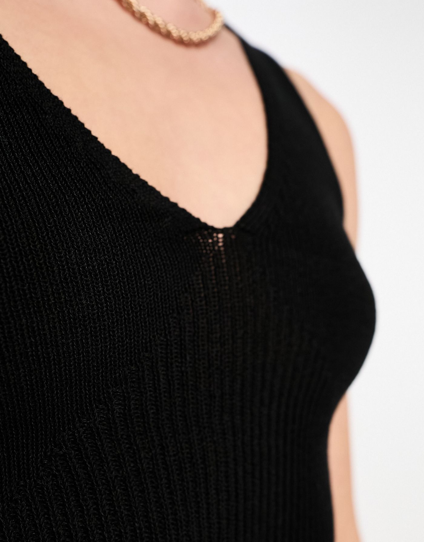 Pull&Bear knitted rib vest top co-ord in black