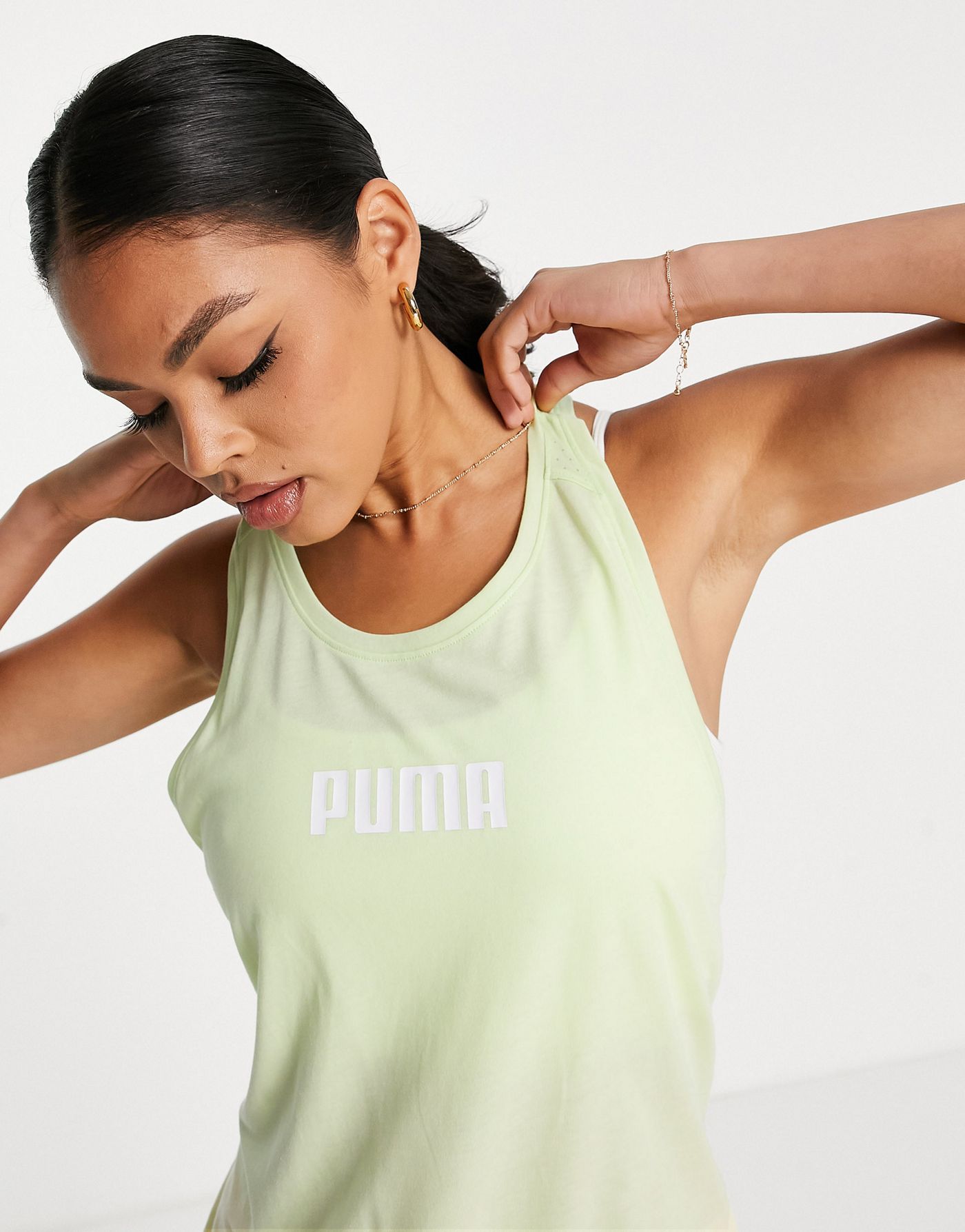 Puma Training tank with logo print in lime green