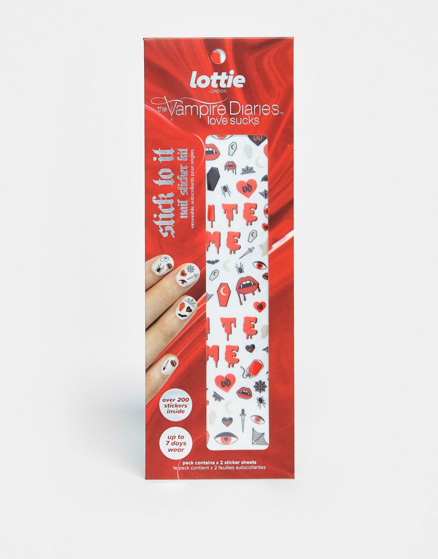 Lottie London x Vampire Diaries Stick To It Nail Stickers - Love Sucks 