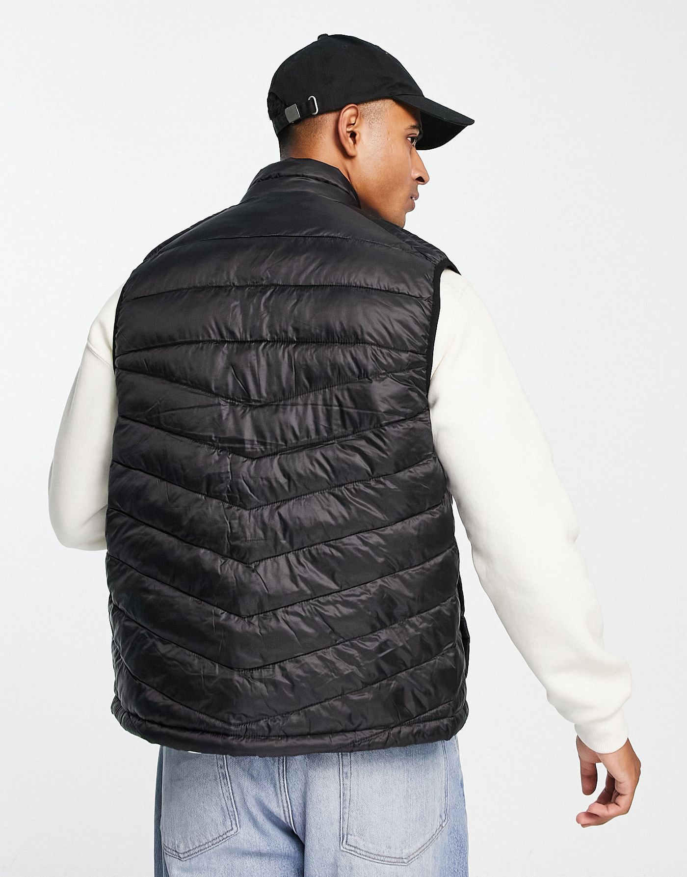 Jack & Jones Essentials padded gilet in black