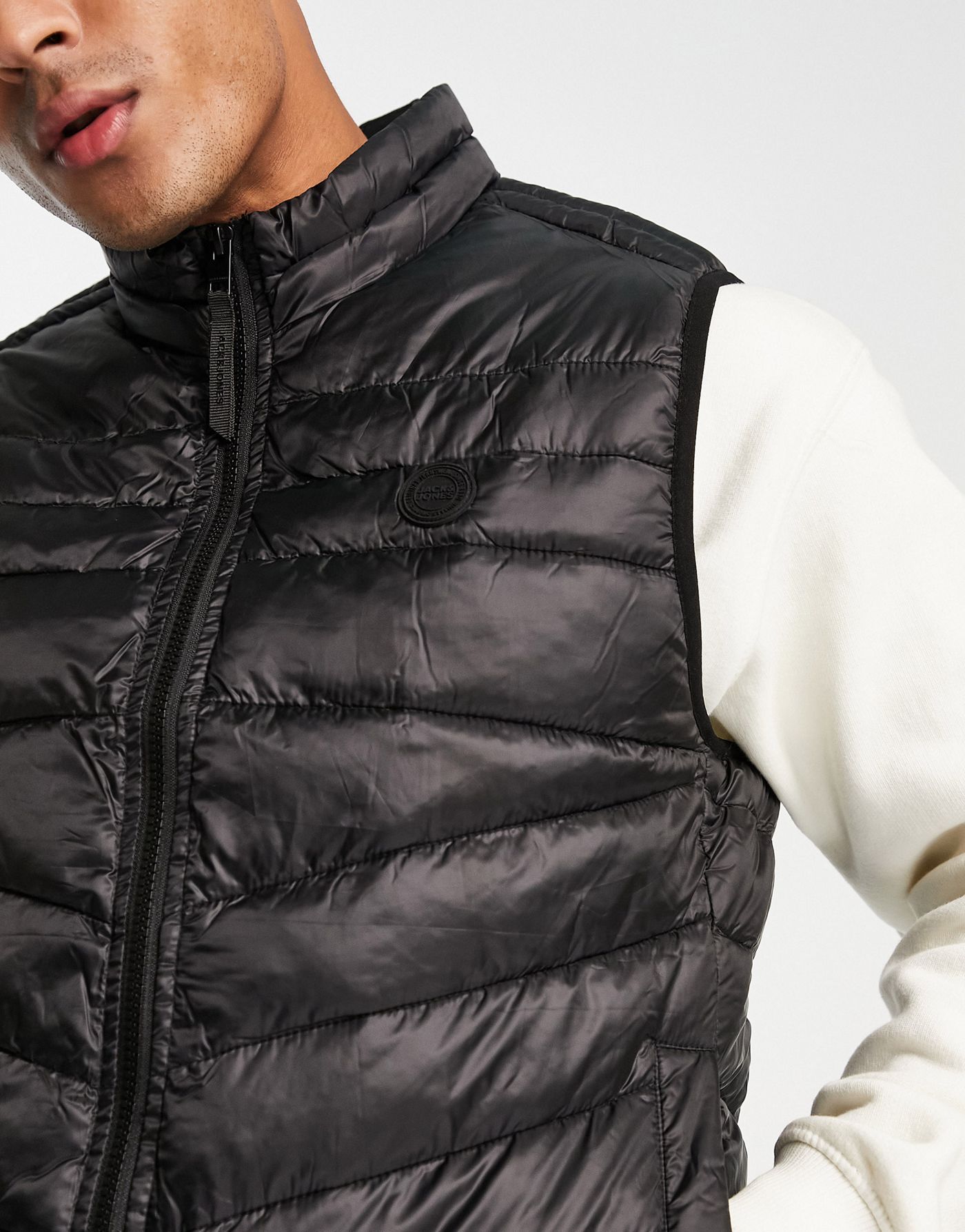 Jack & Jones Essentials padded gilet in black