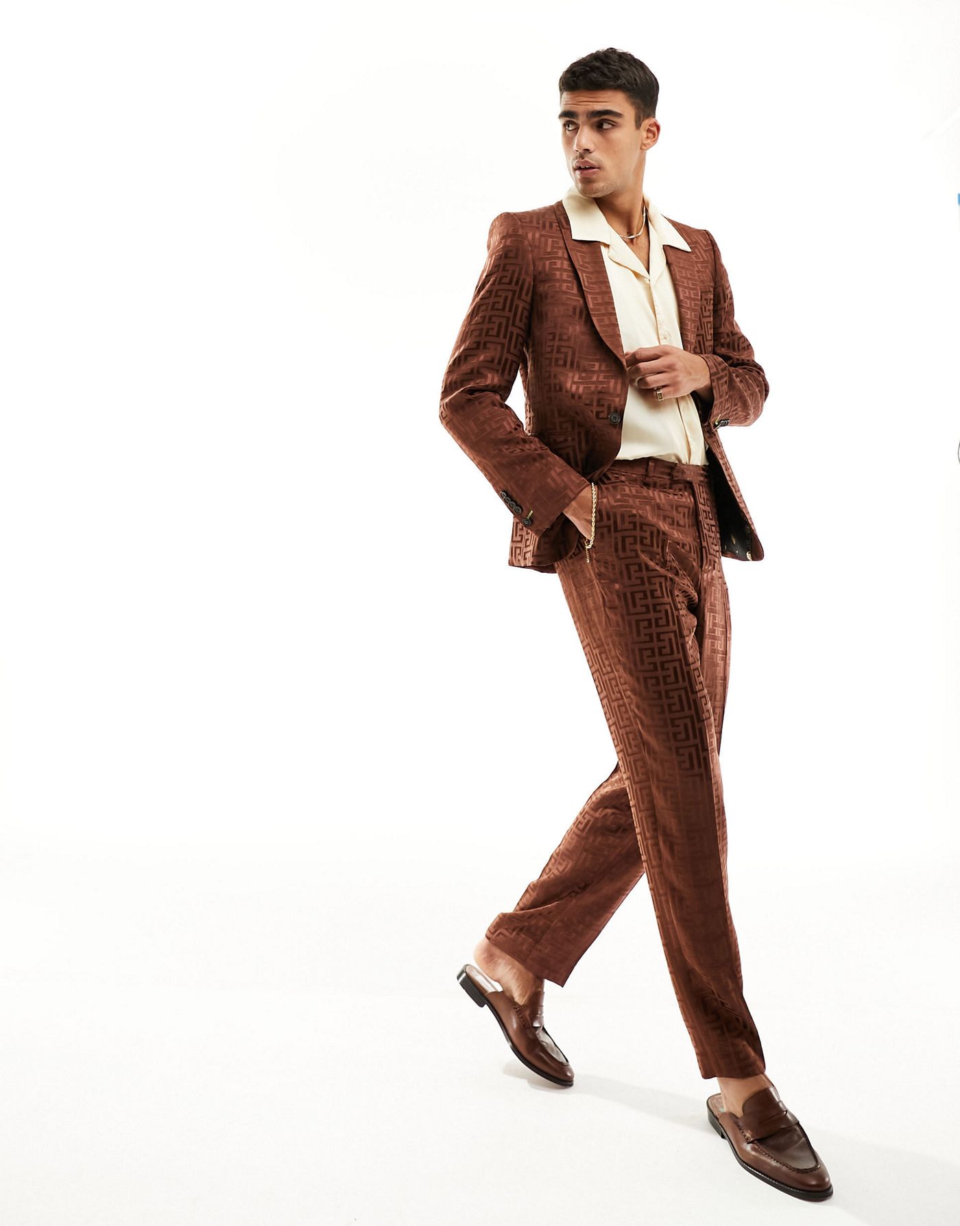 Twisted Tailor hurston jacquard suit jacket in brown