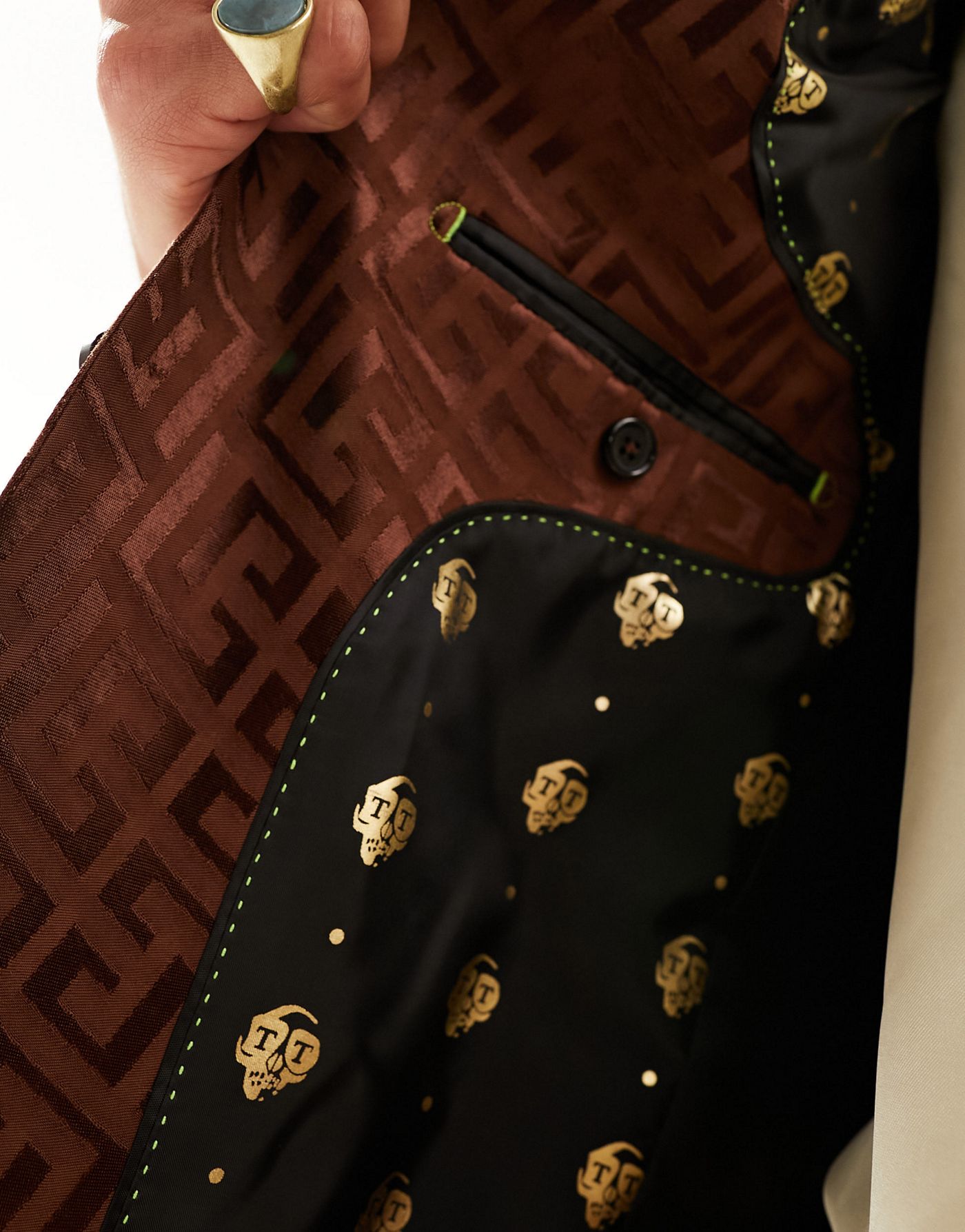 Twisted Tailor hurston jacquard suit jacket in brown