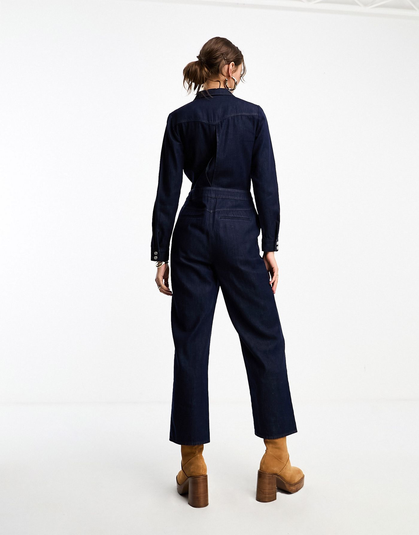 Whistles western denim button front jumpsuit 