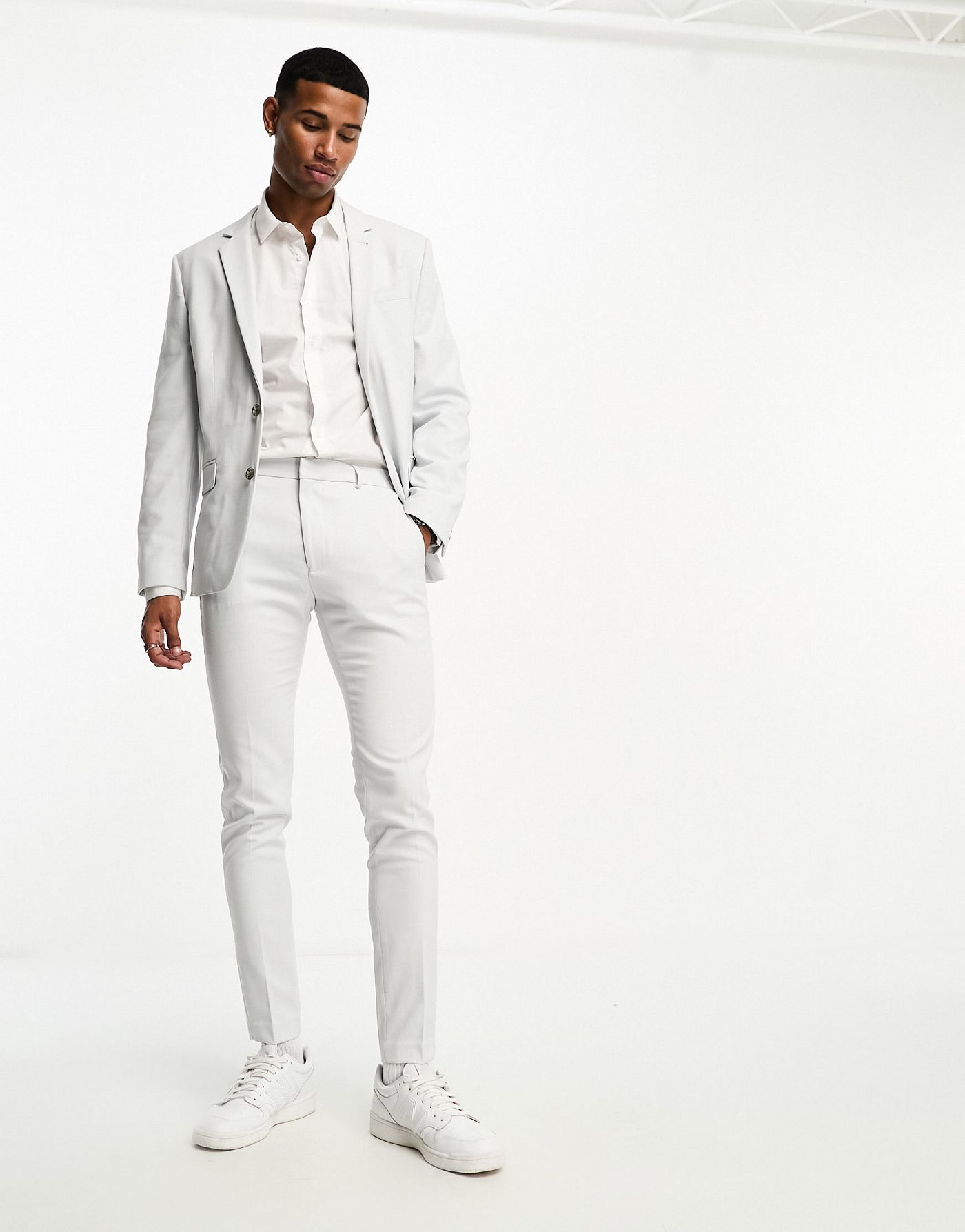 ASOS DESIGN Micro texture skinny suit jacket in ice grey