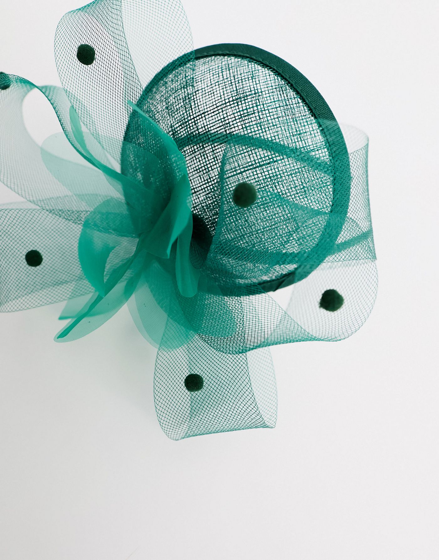 My Accessories London disc fascinator in dark green