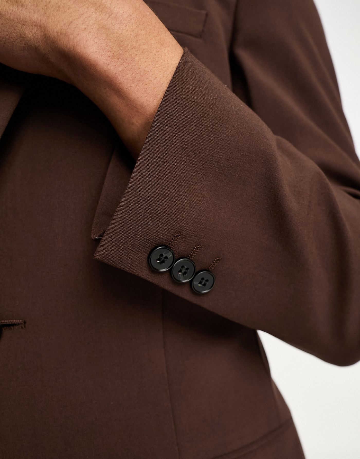 ASOS DESIGN skinny suit jacket in dark brown