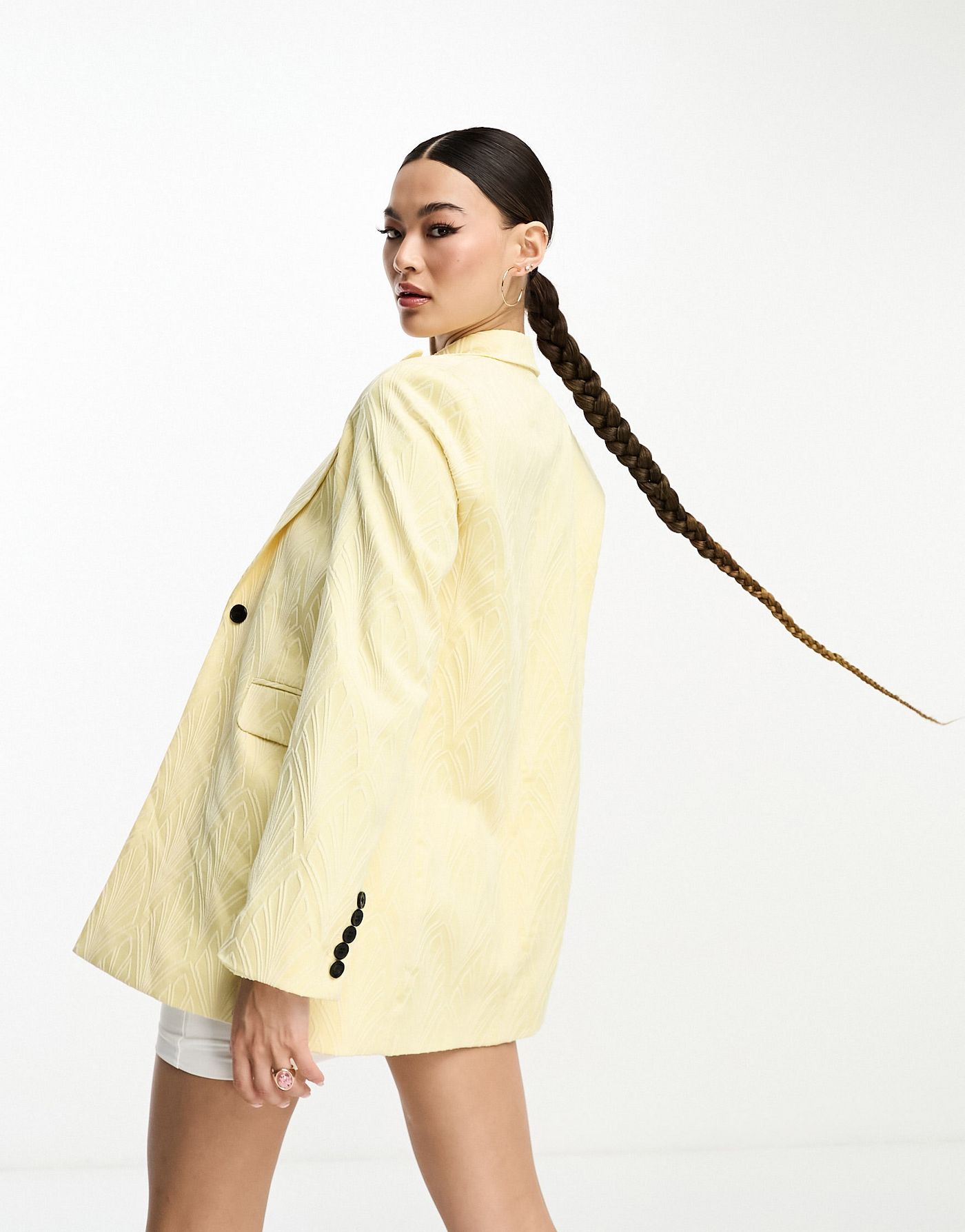Twisted Tailor jacquard suit jacket in yellow