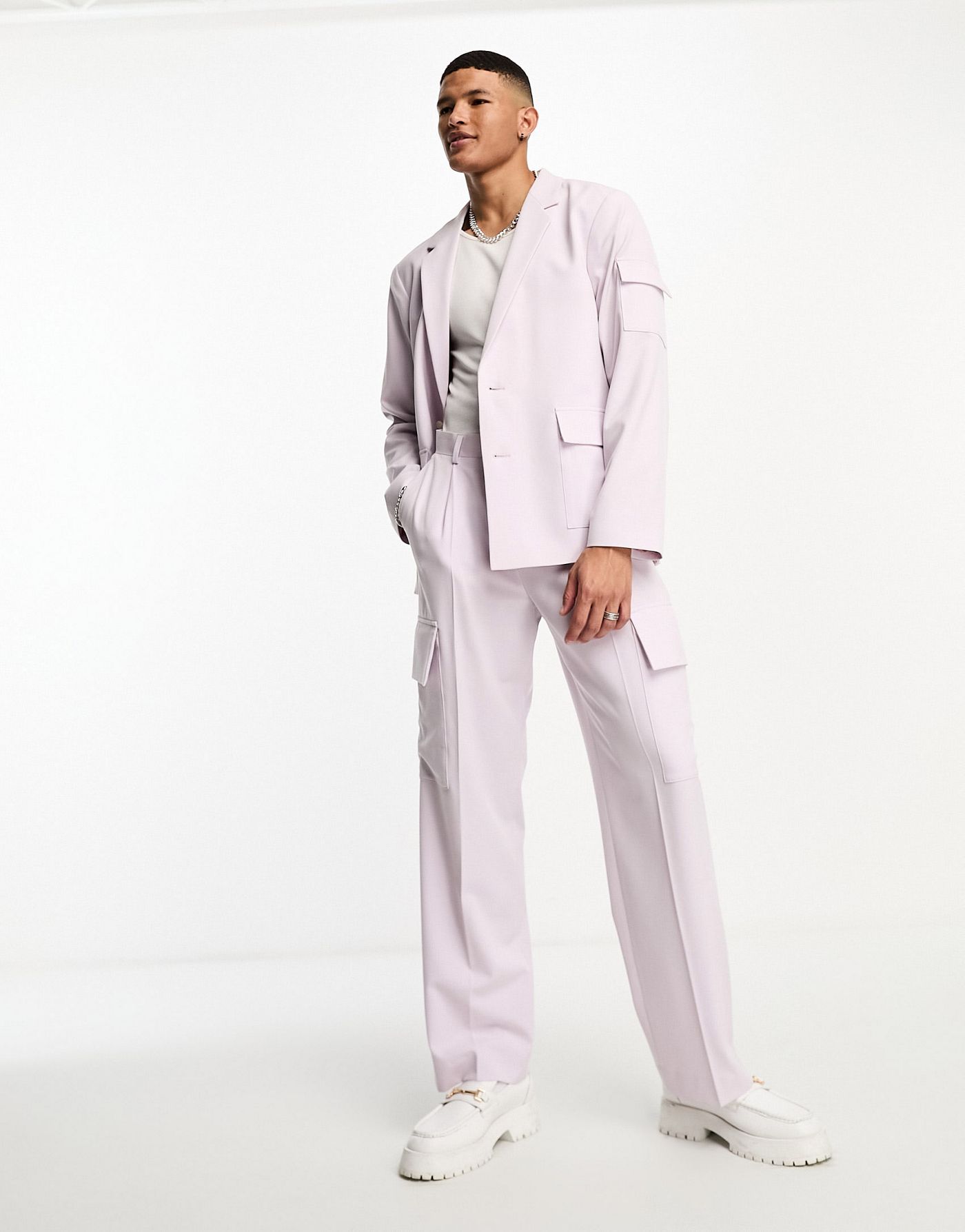 ASOS DESIGN oversized suit jacket in pale pink