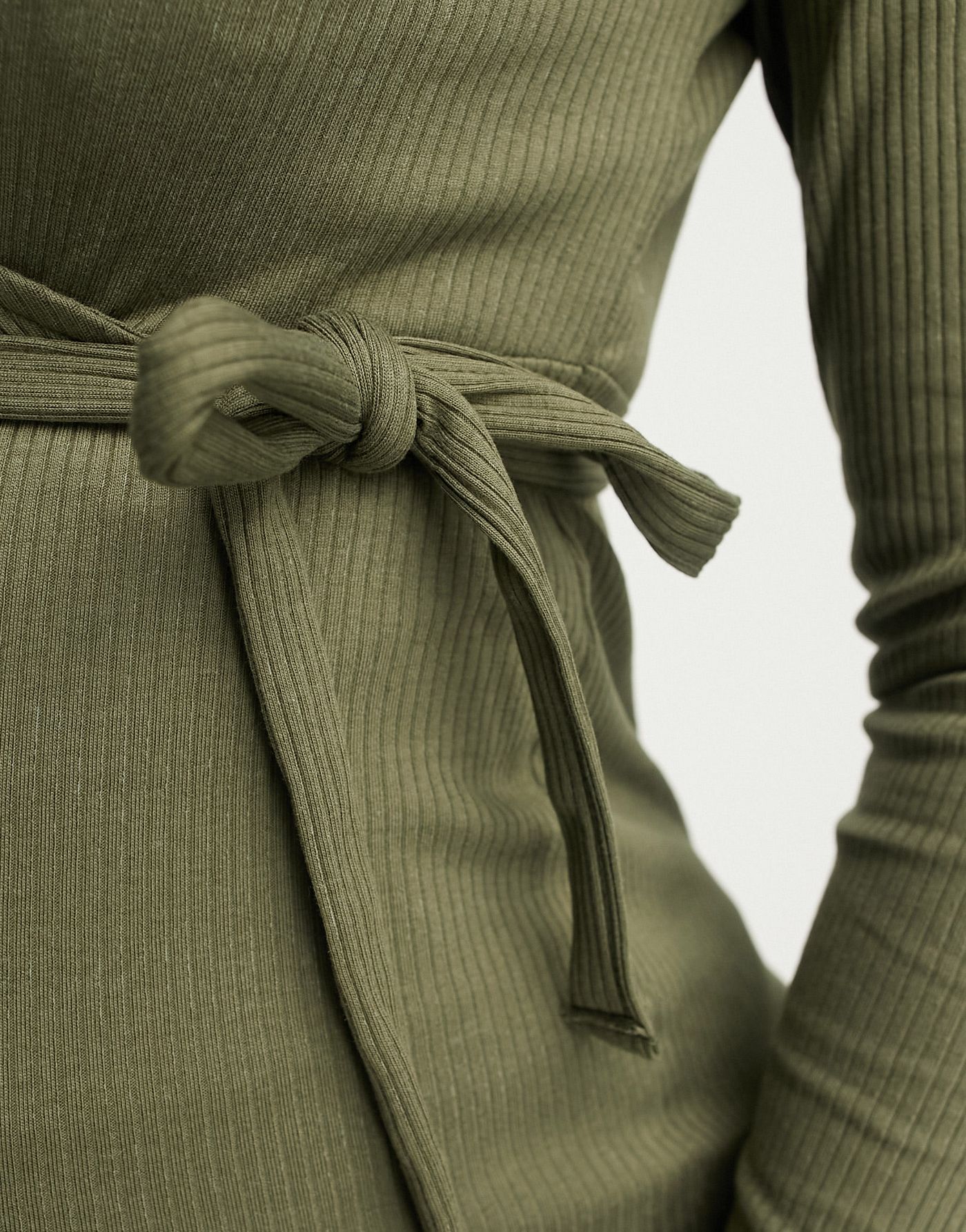 Mamalicious Maternity ribbed tie detail top co-ord in khaki green