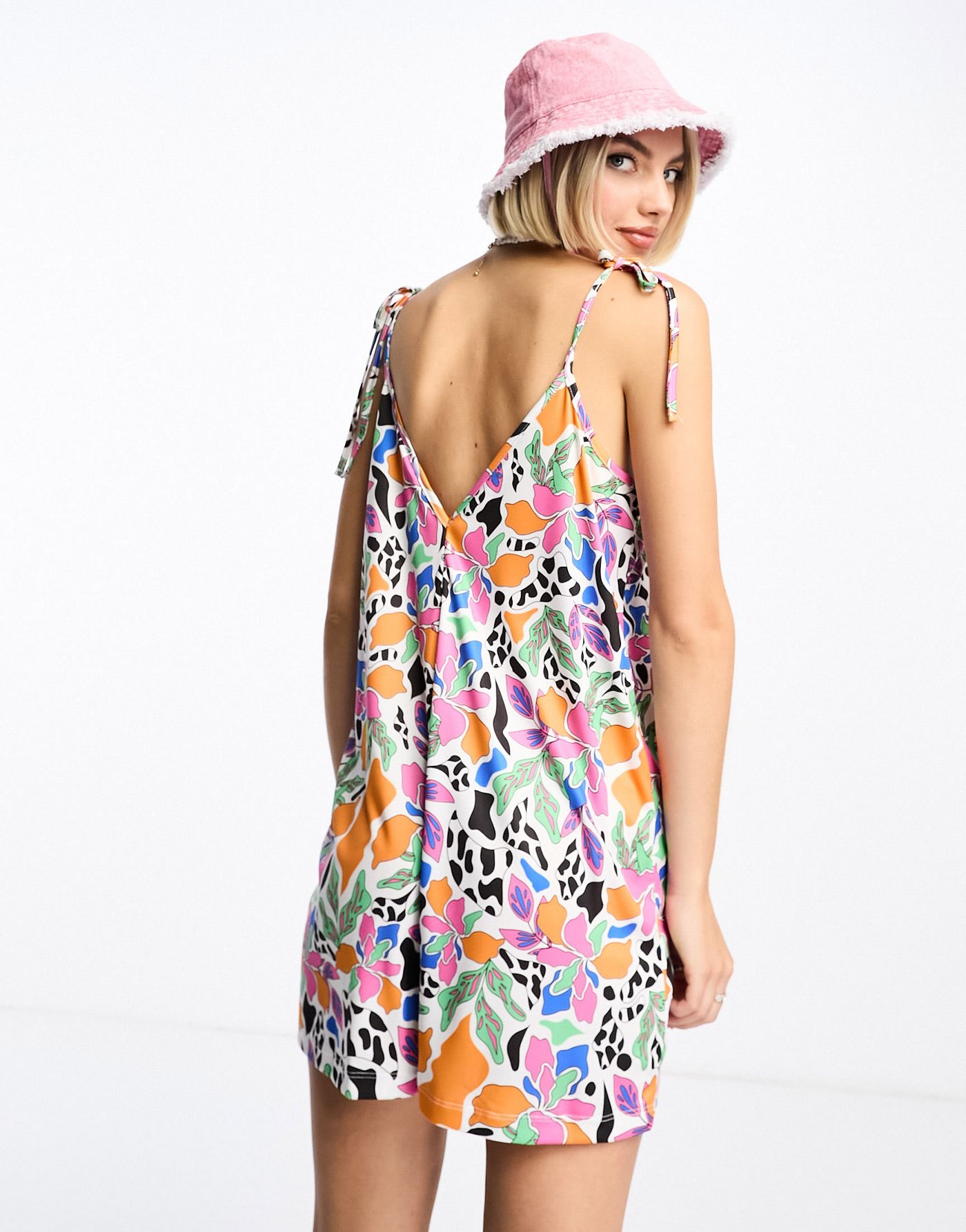 Noisy May playsuit in multi abstract floral