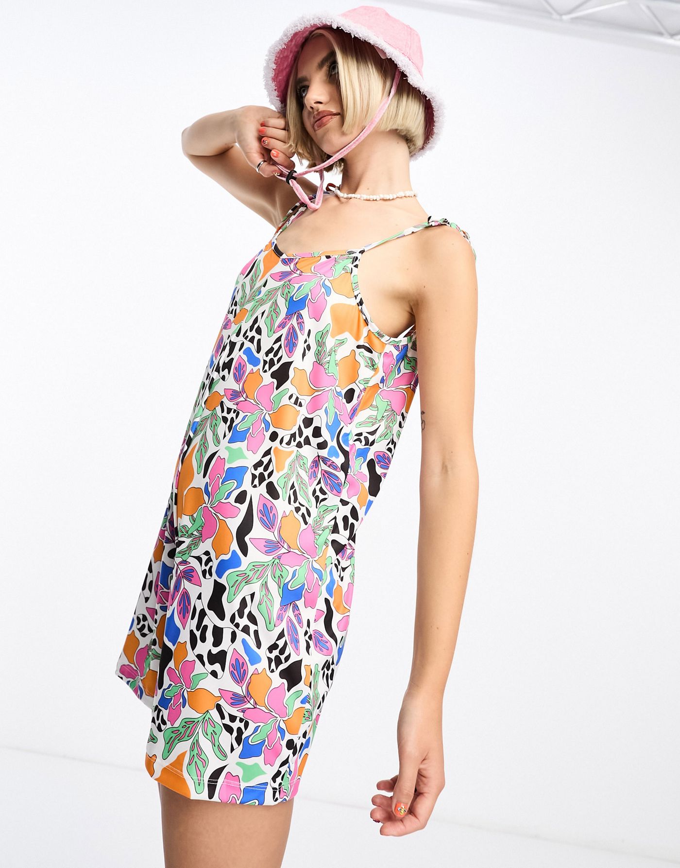 Noisy May playsuit in multi abstract floral