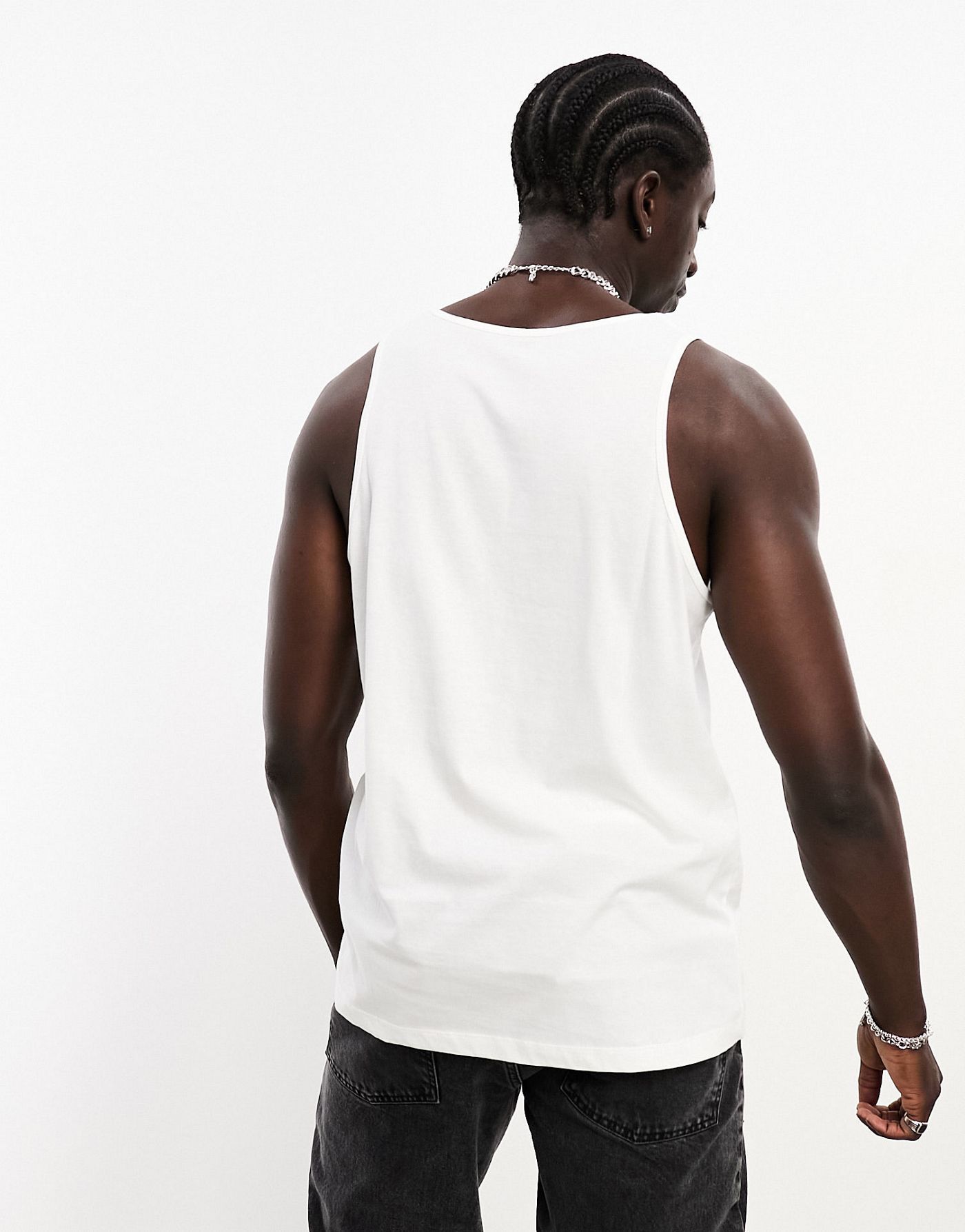ASOS DESIGN 2 pack vests with scoop neck in black and white