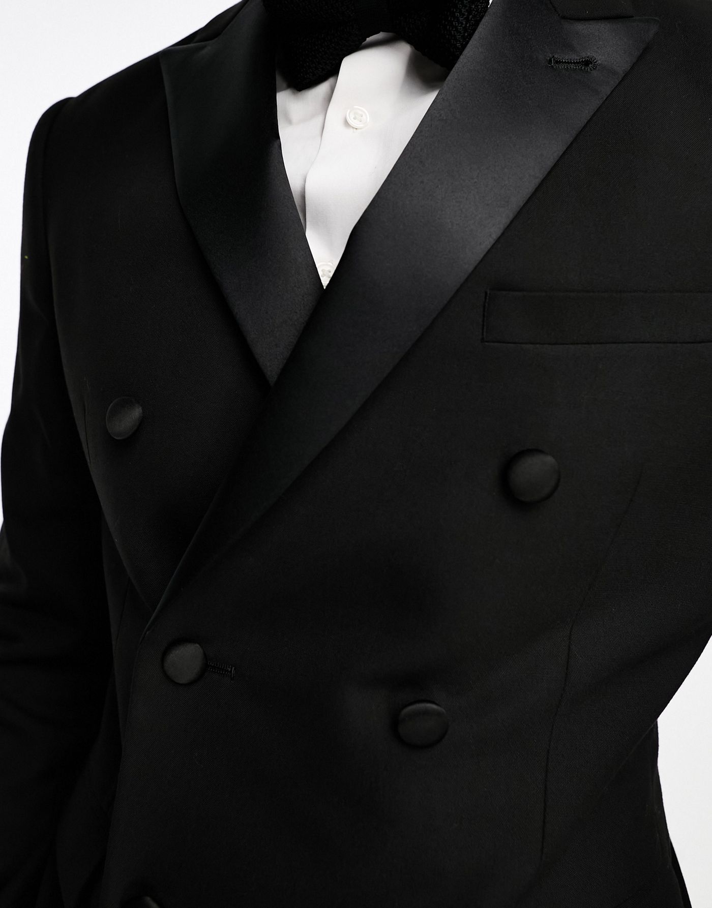 ASOS DESIGN slim double breasted tuxedo suit jacket in black