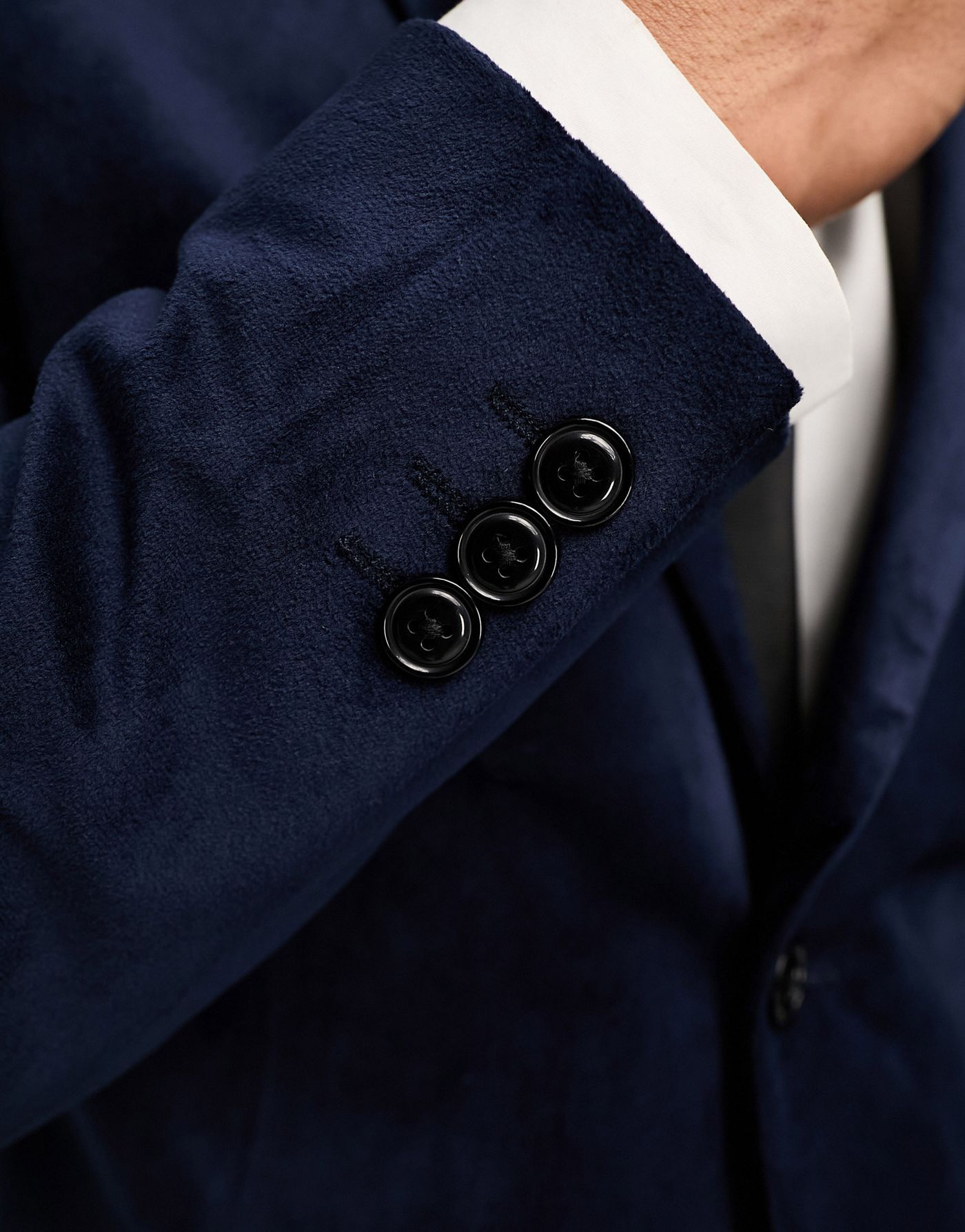 Jack & Jones Premium slim fit velvet suit jacket in navy 
