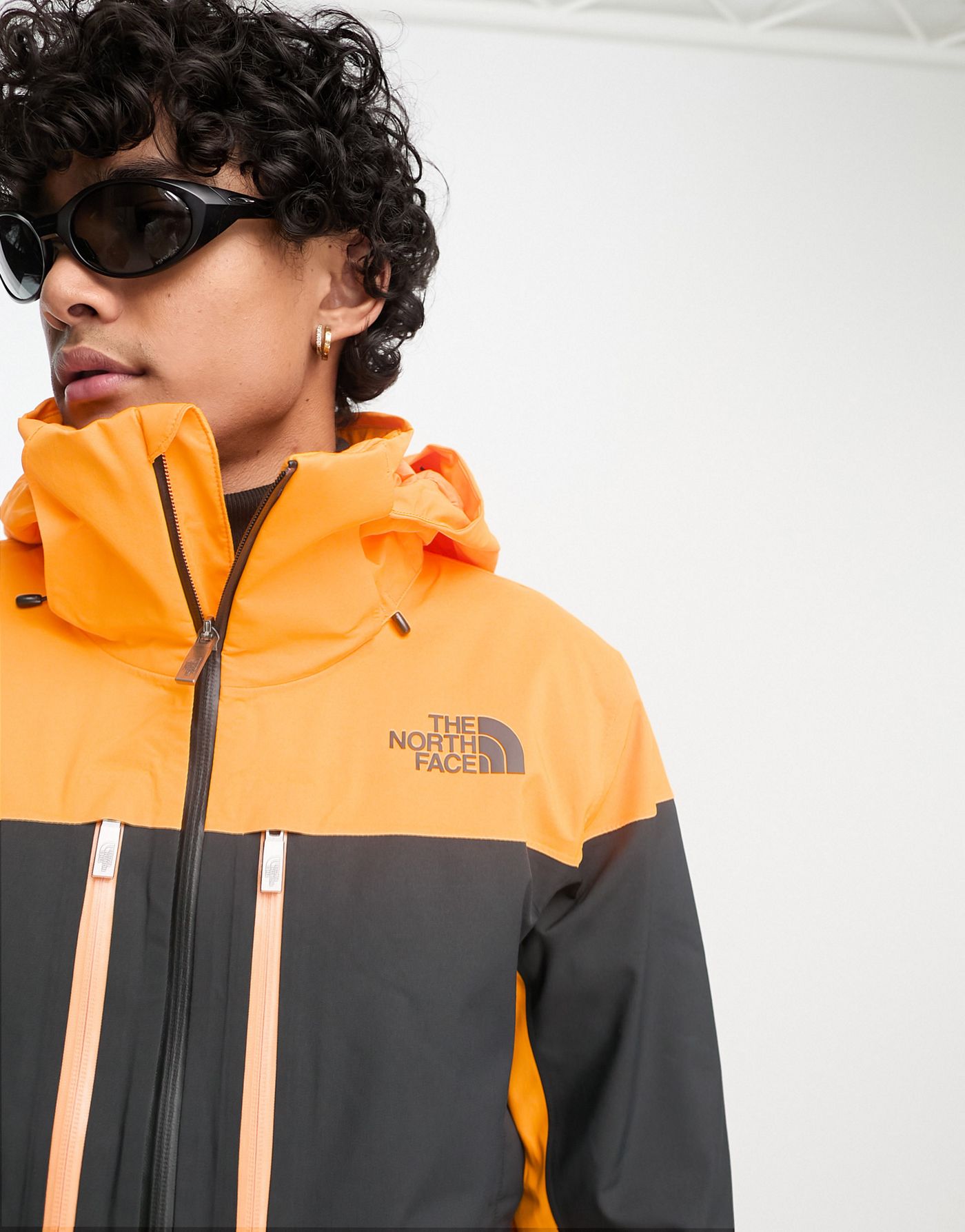 The North Face Ski Chakal insulated DryVent waterproof ski jacket in black and orange