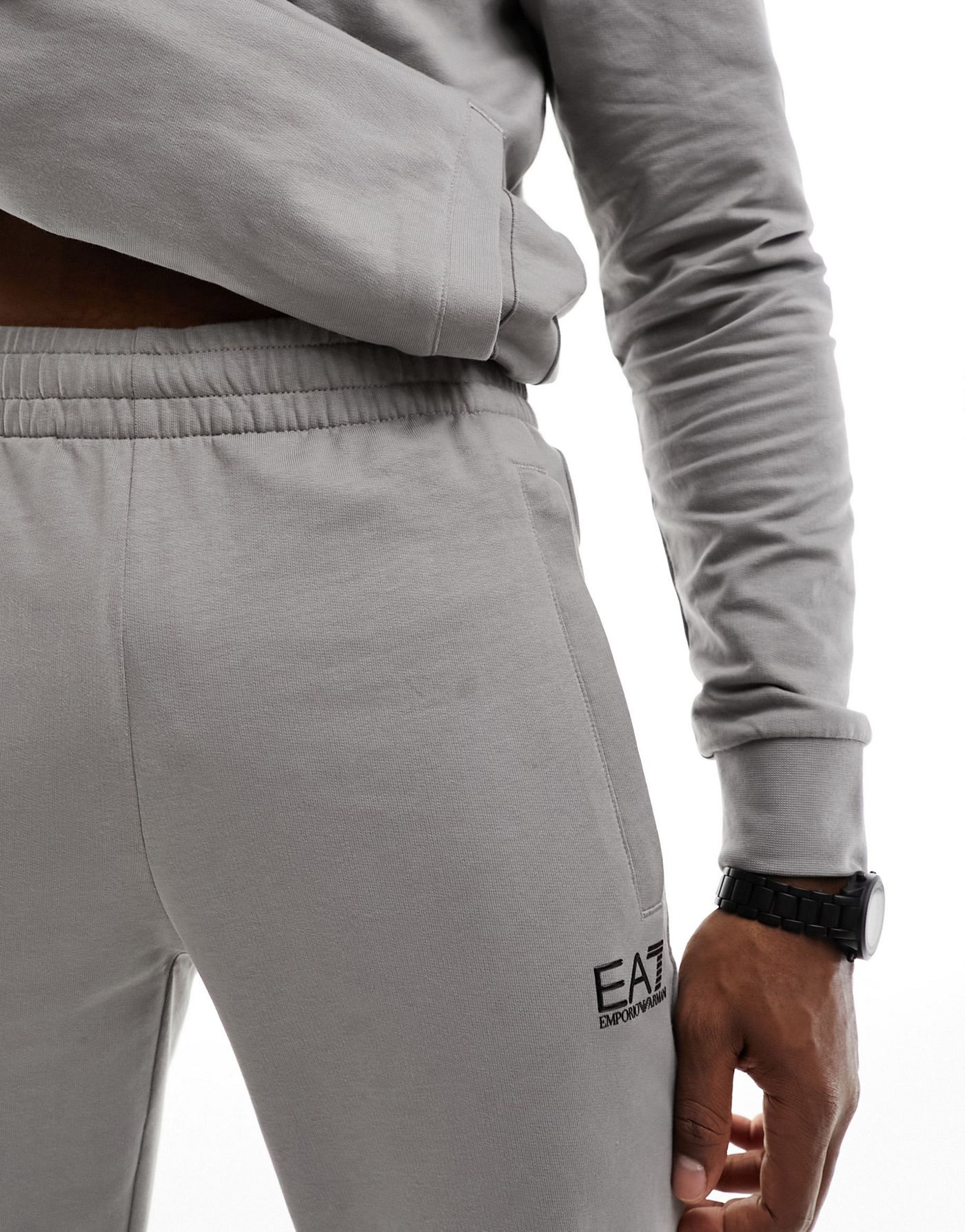 EA7 logo hoodie and joggers tracksuit in grey