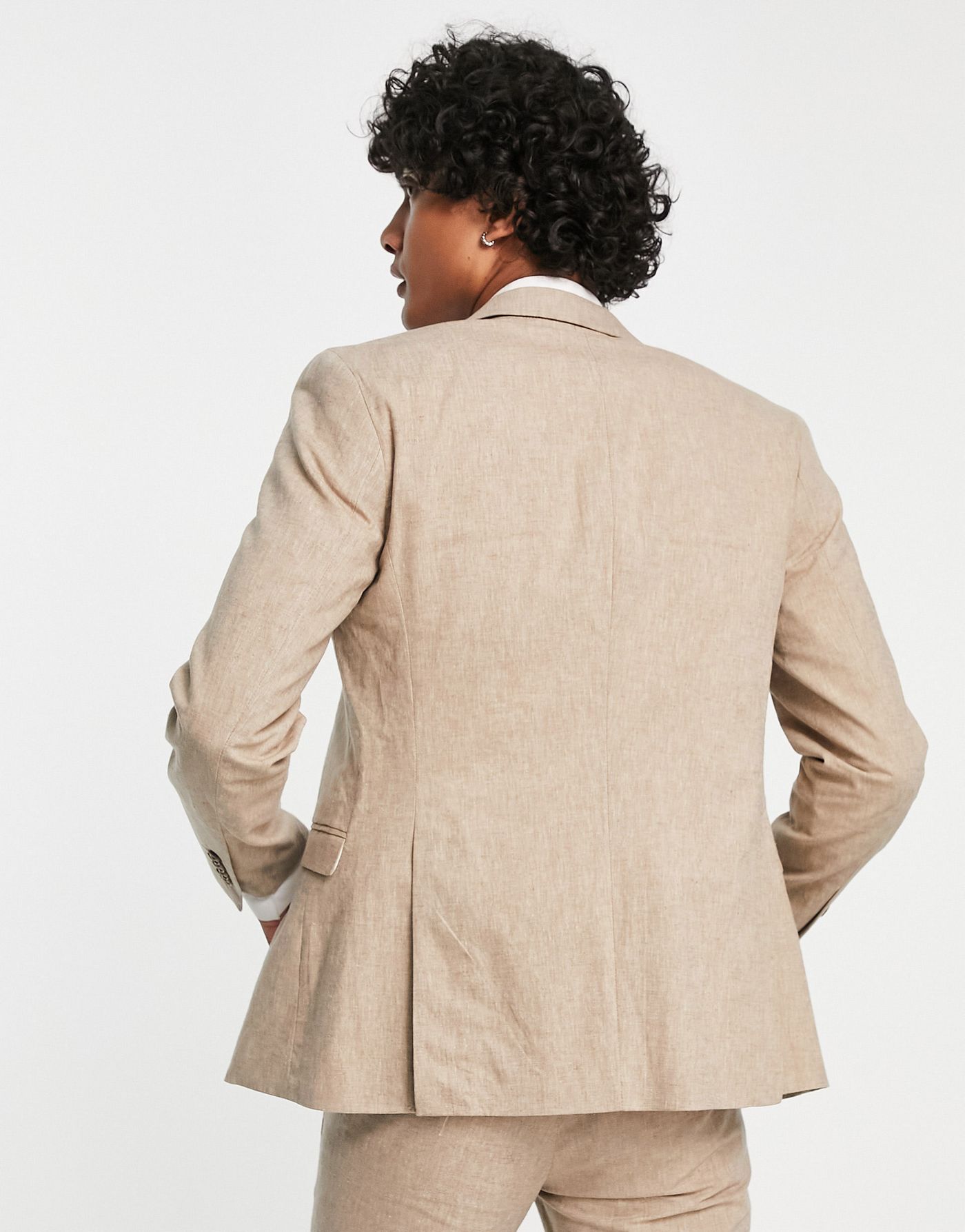 Jack & Jones Premium slim fit suit jacket in beige linen mix   