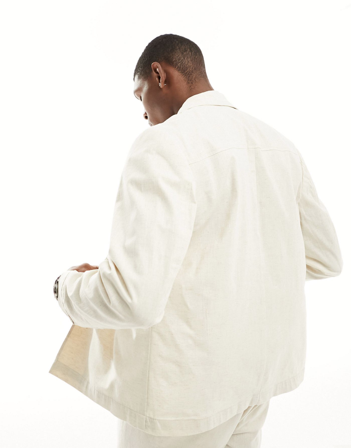 Selected Homme linen mix suit jacket in beige