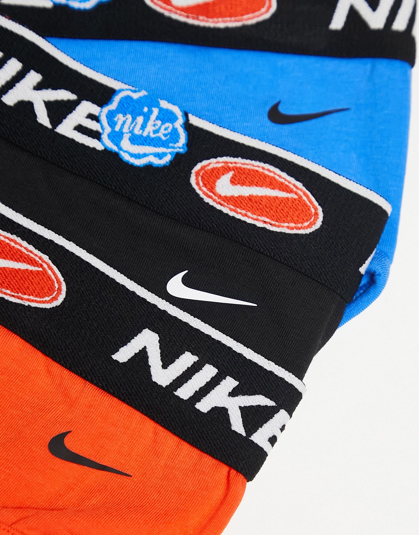 Nike Everyday Cotton Stretch trunks 3 pack in black/blue/orange