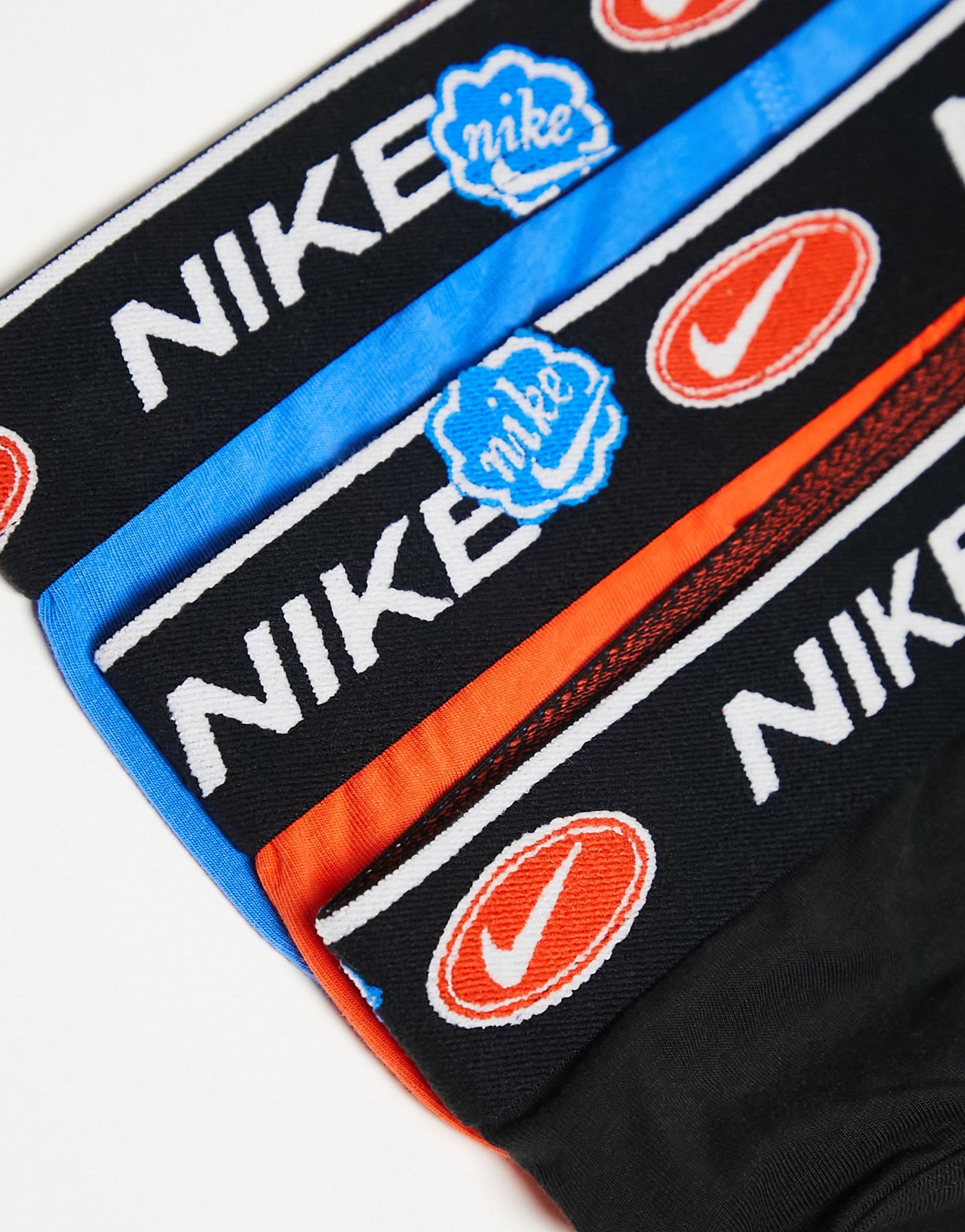 Nike Everyday Cotton Stretch trunks 3 pack in black/blue/orange