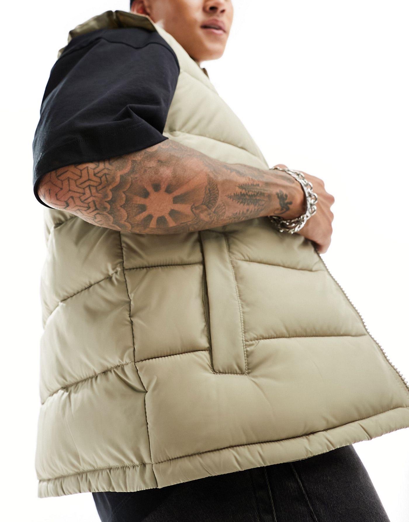 New Look padded gilet in stone