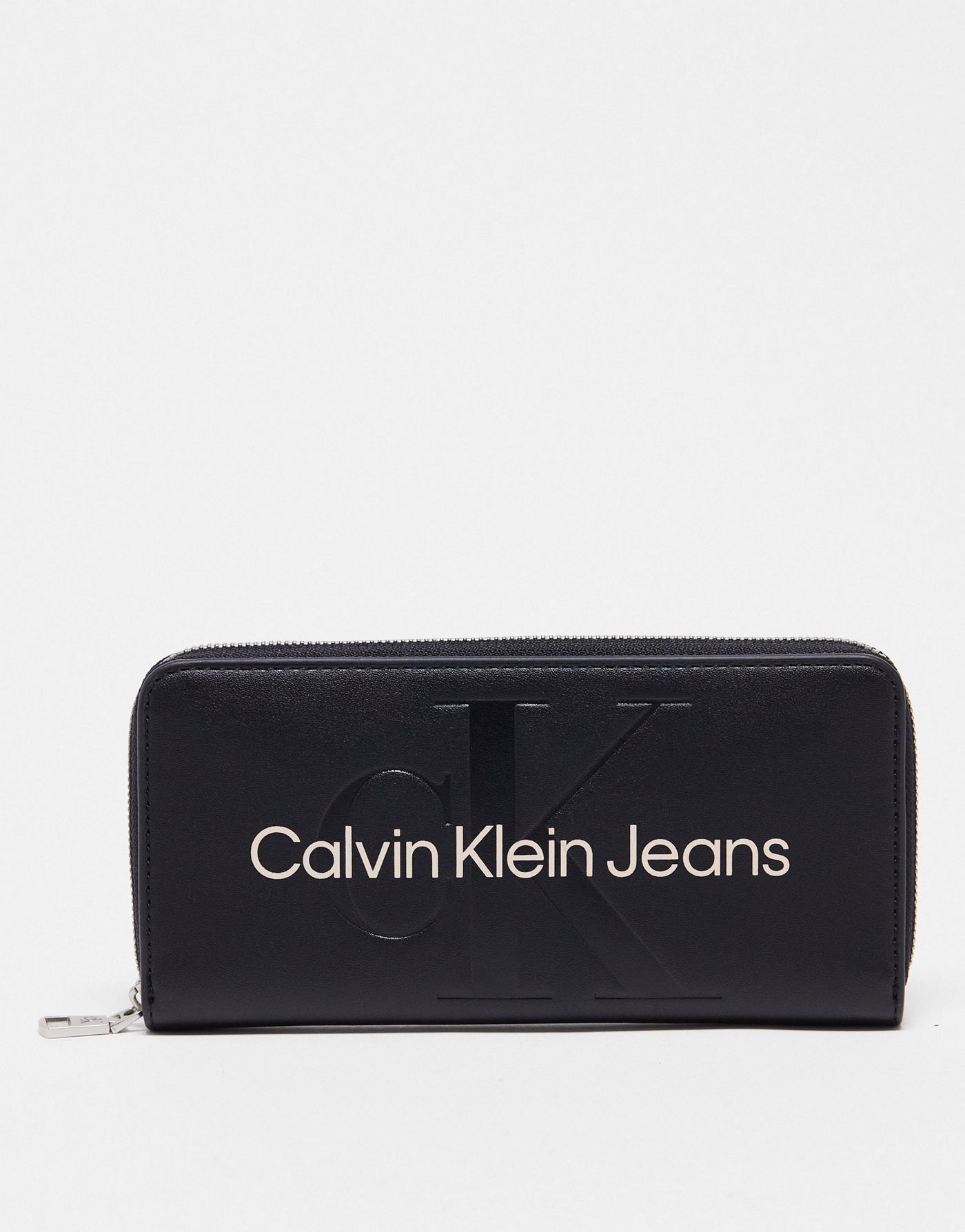 CK Jeans sculpted zip around mono wallet in black