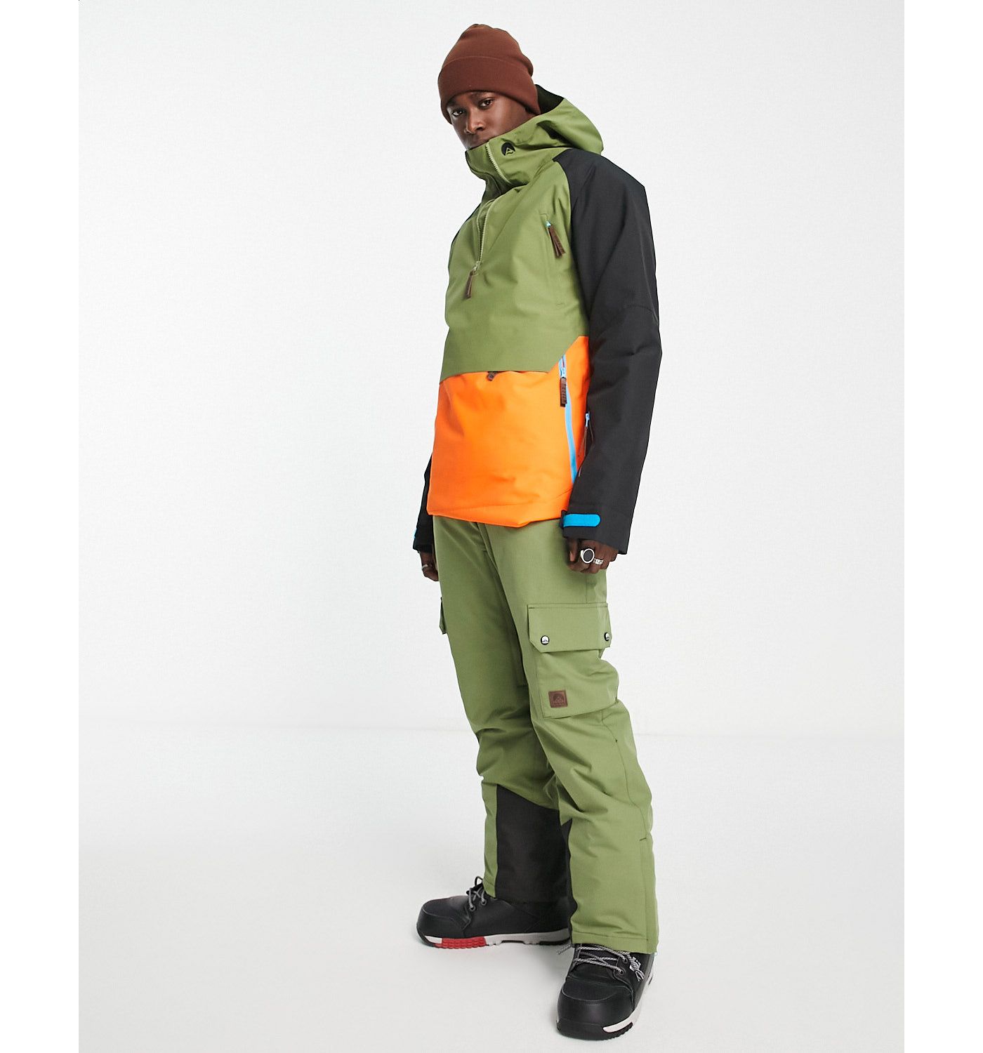 OOSC overhead ski jacket in khaki orange 