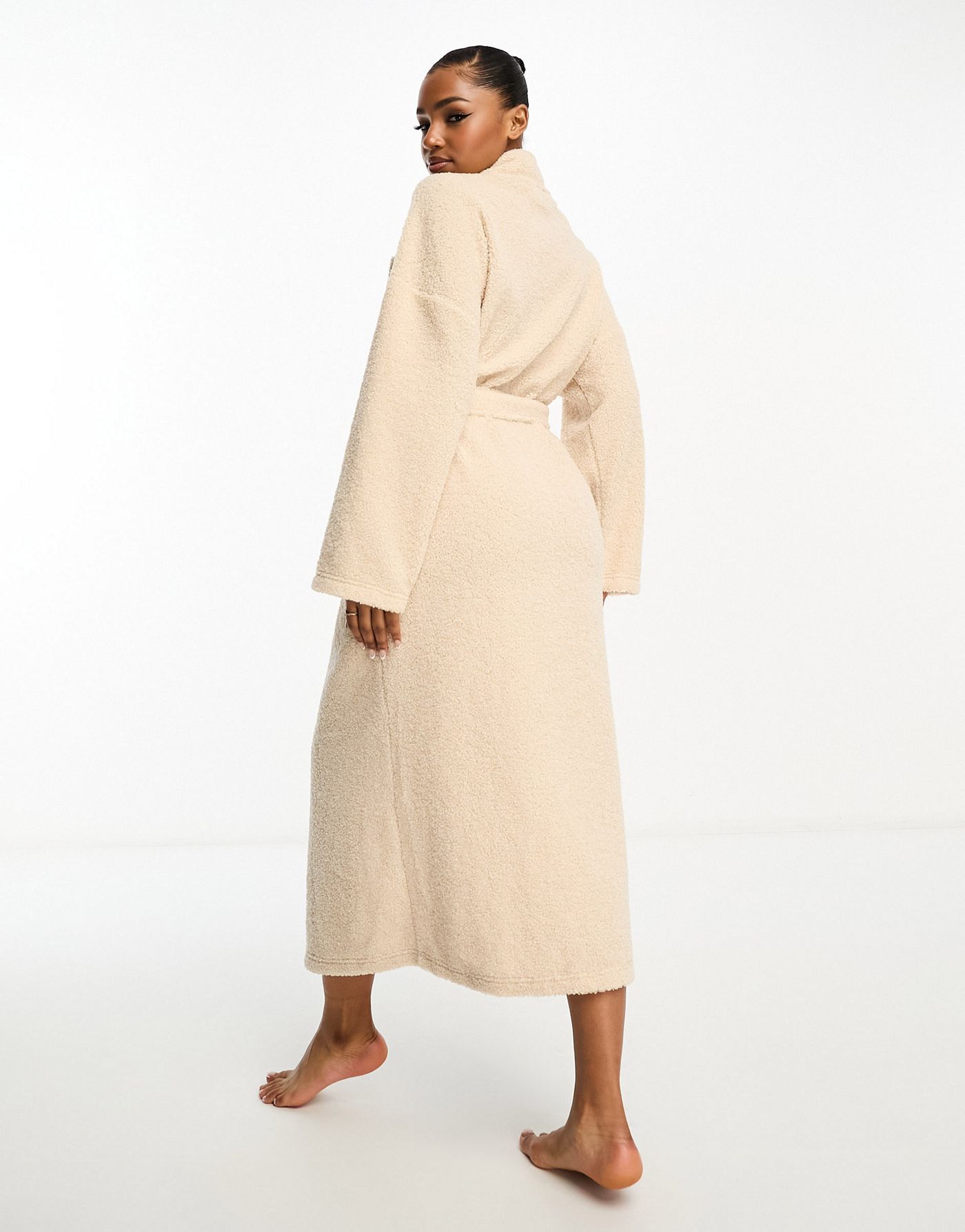 ASOS DESIGN borg maxi robe in cream