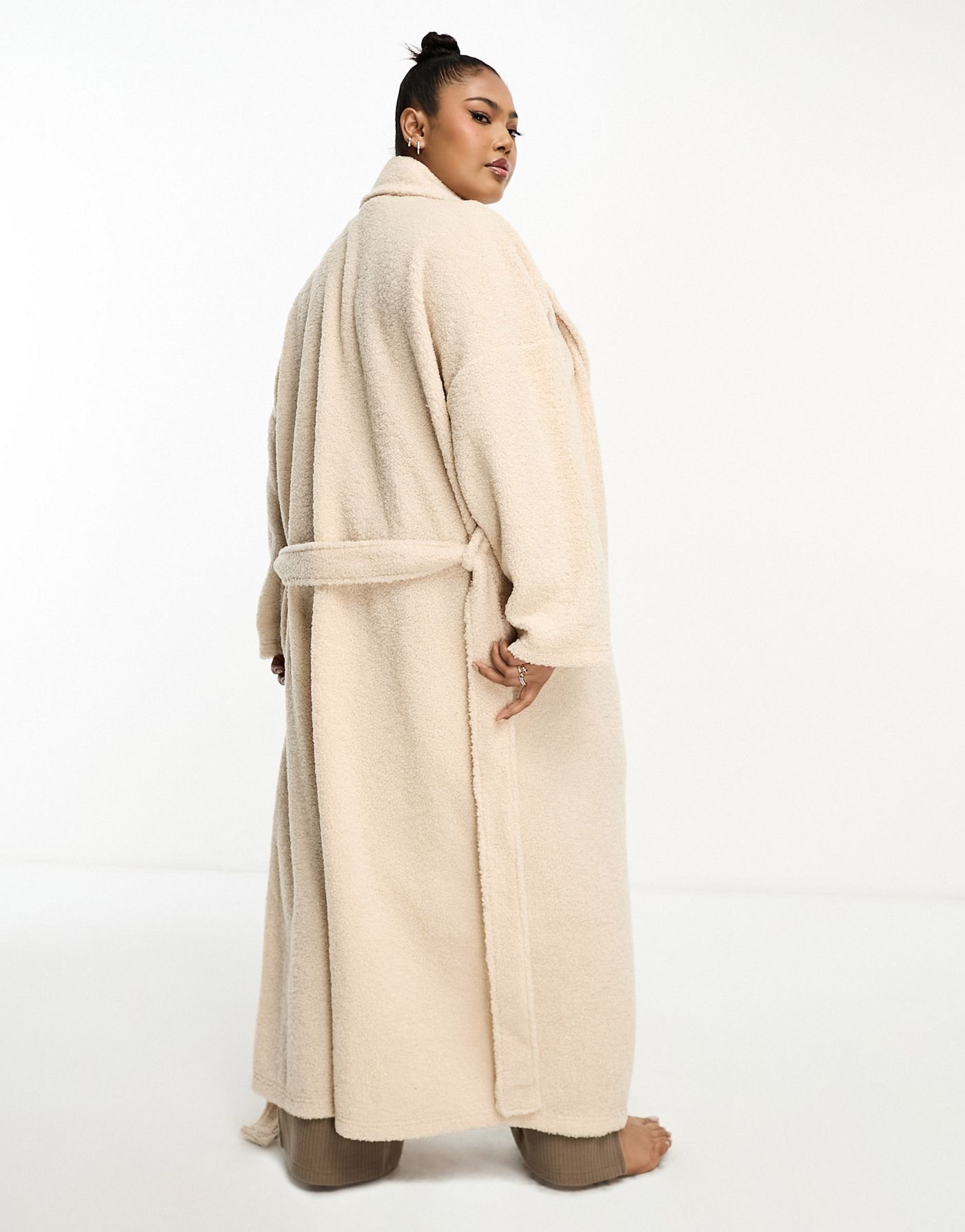 ASOS DESIGN Curve borg maxi robe in cream