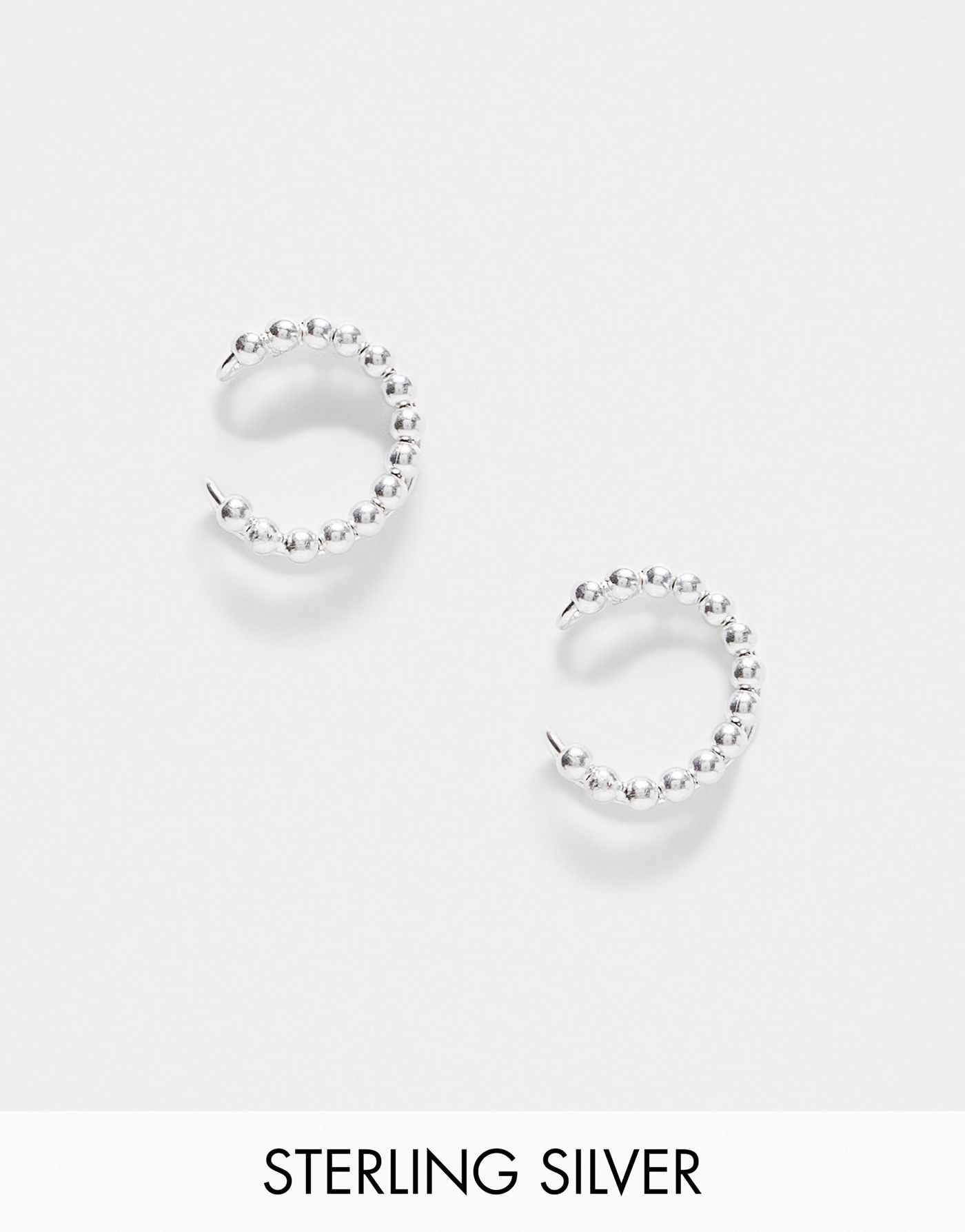 ASOS DESIGN 2 pack sterling silver ear cuff with double row and ball detail