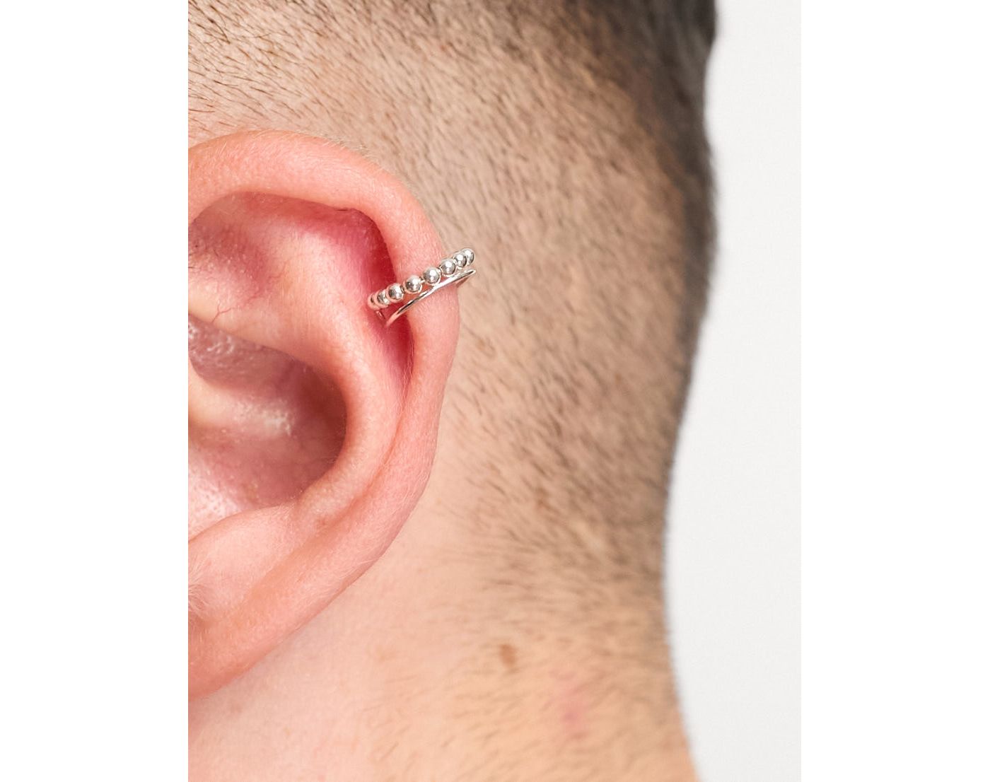 ASOS DESIGN 2 pack sterling silver ear cuff with double row and ball detail