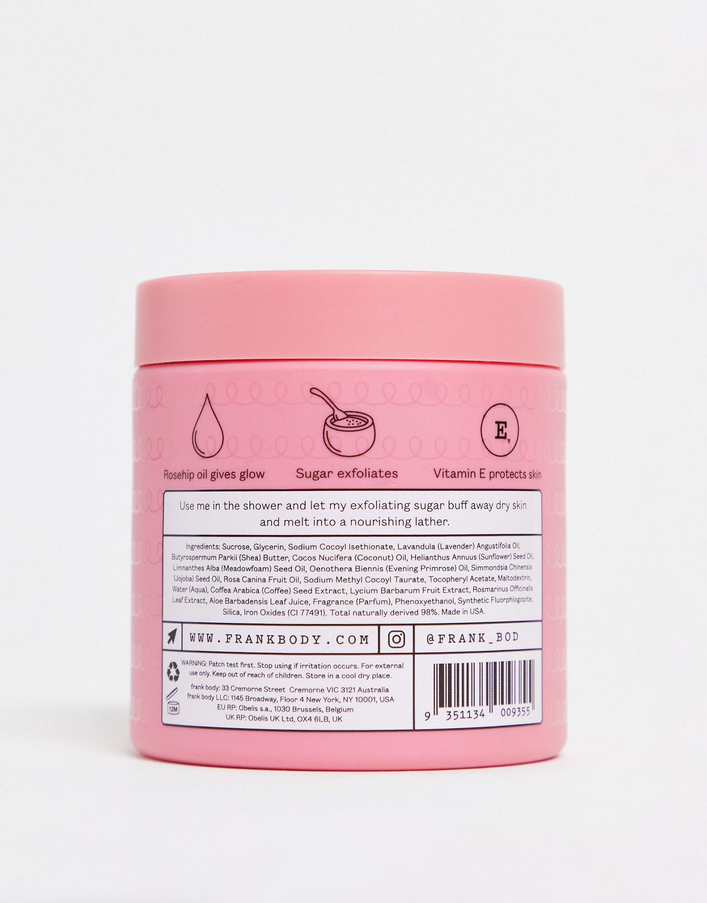 Frank Body Rosehip Body Scrub & Cleanser 250g