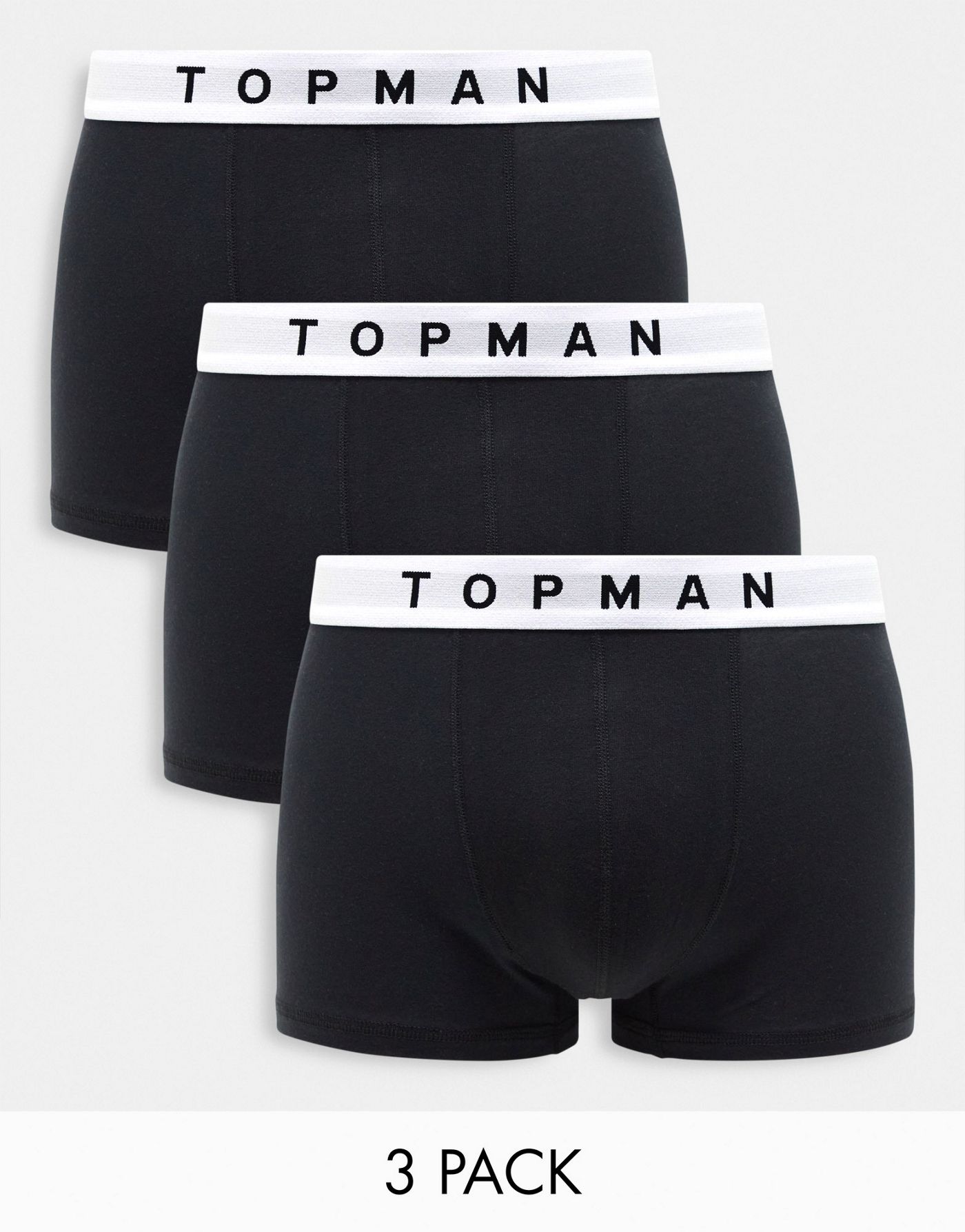 Topman 3 pack trunks in black with white waistband