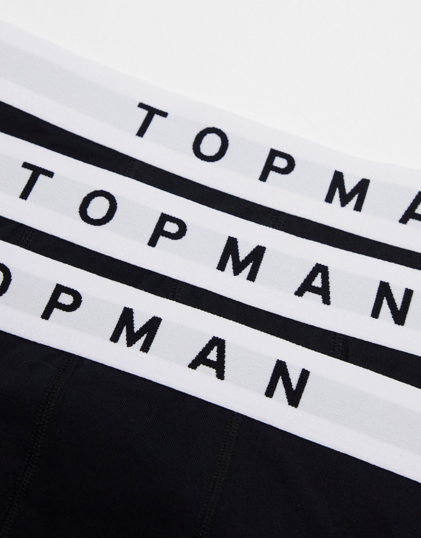 Topman 3 pack trunks in black with white waistband