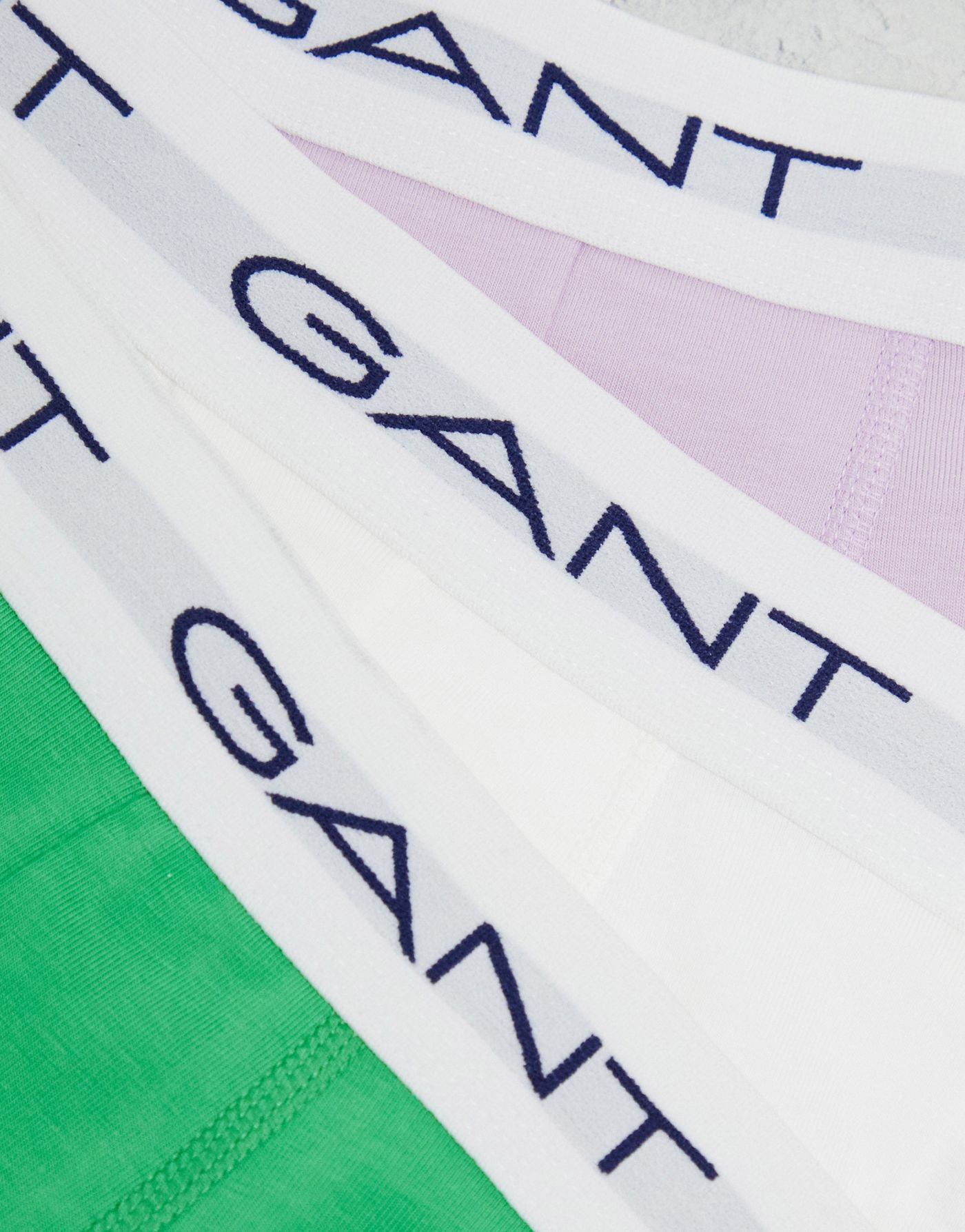 GANT 3 pack trunks in green, purple, white with logo waistband