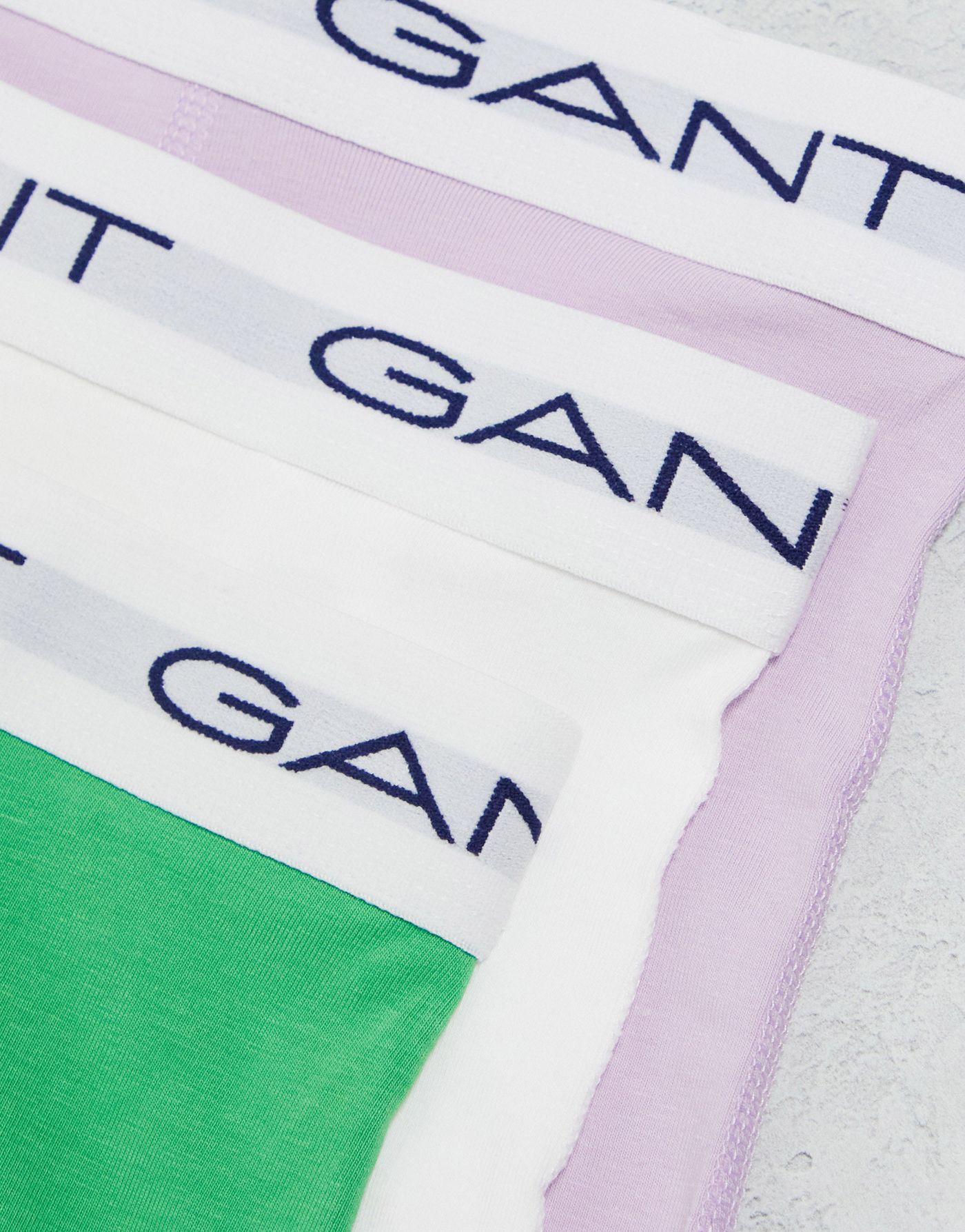 GANT 3 pack trunks in green, purple, white with logo waistband