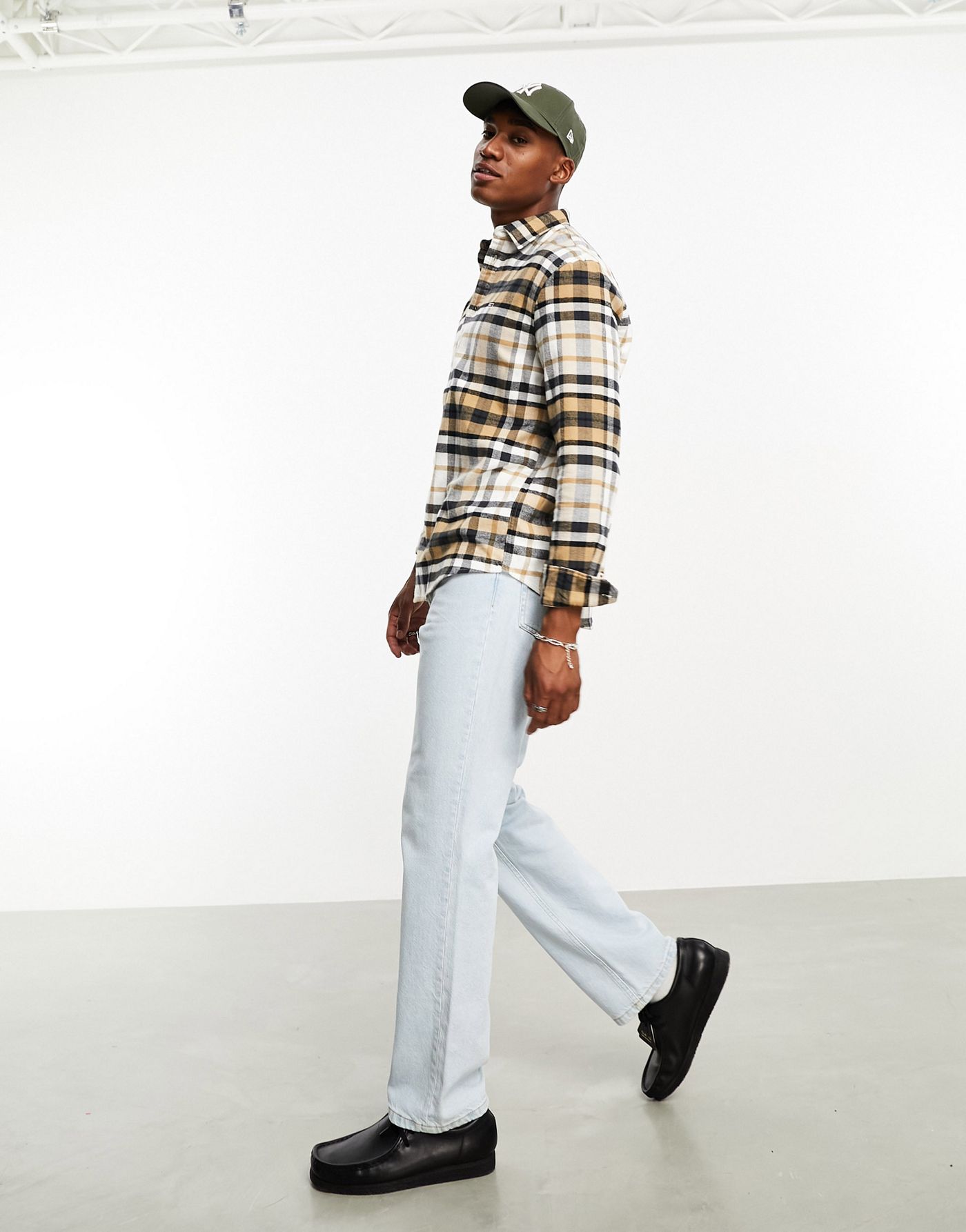 Tommy Jeans classic essential check shirt in sand