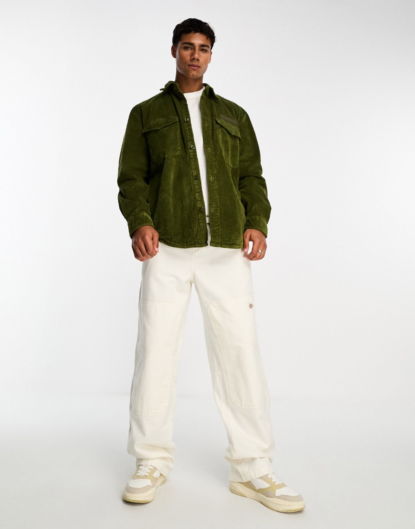 Tommy Hilfiger corduroy solid overshirt in putting green