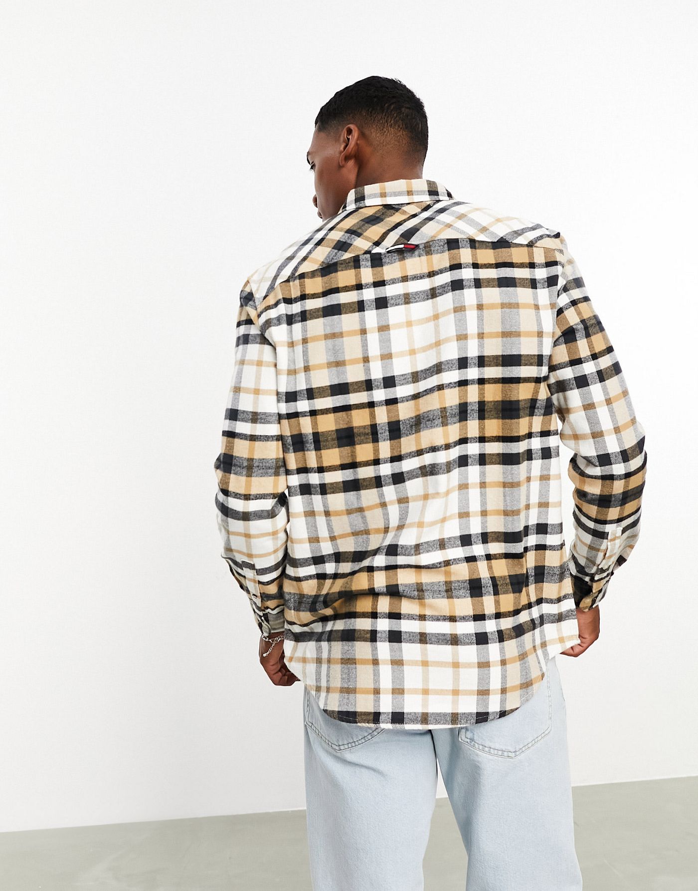 Tommy Jeans classic essential check shirt in sand