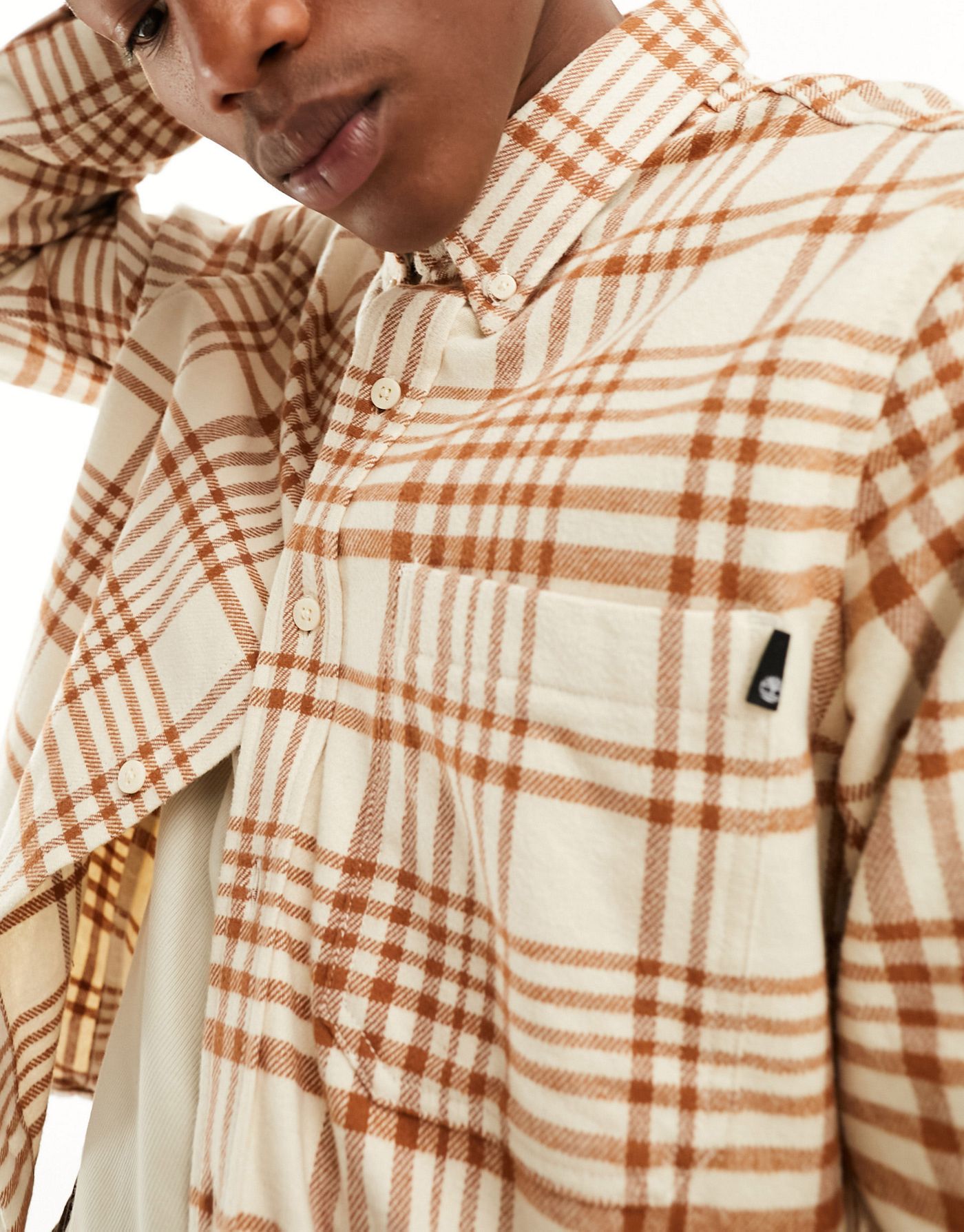 Timberland windham check flannel shirt in beige