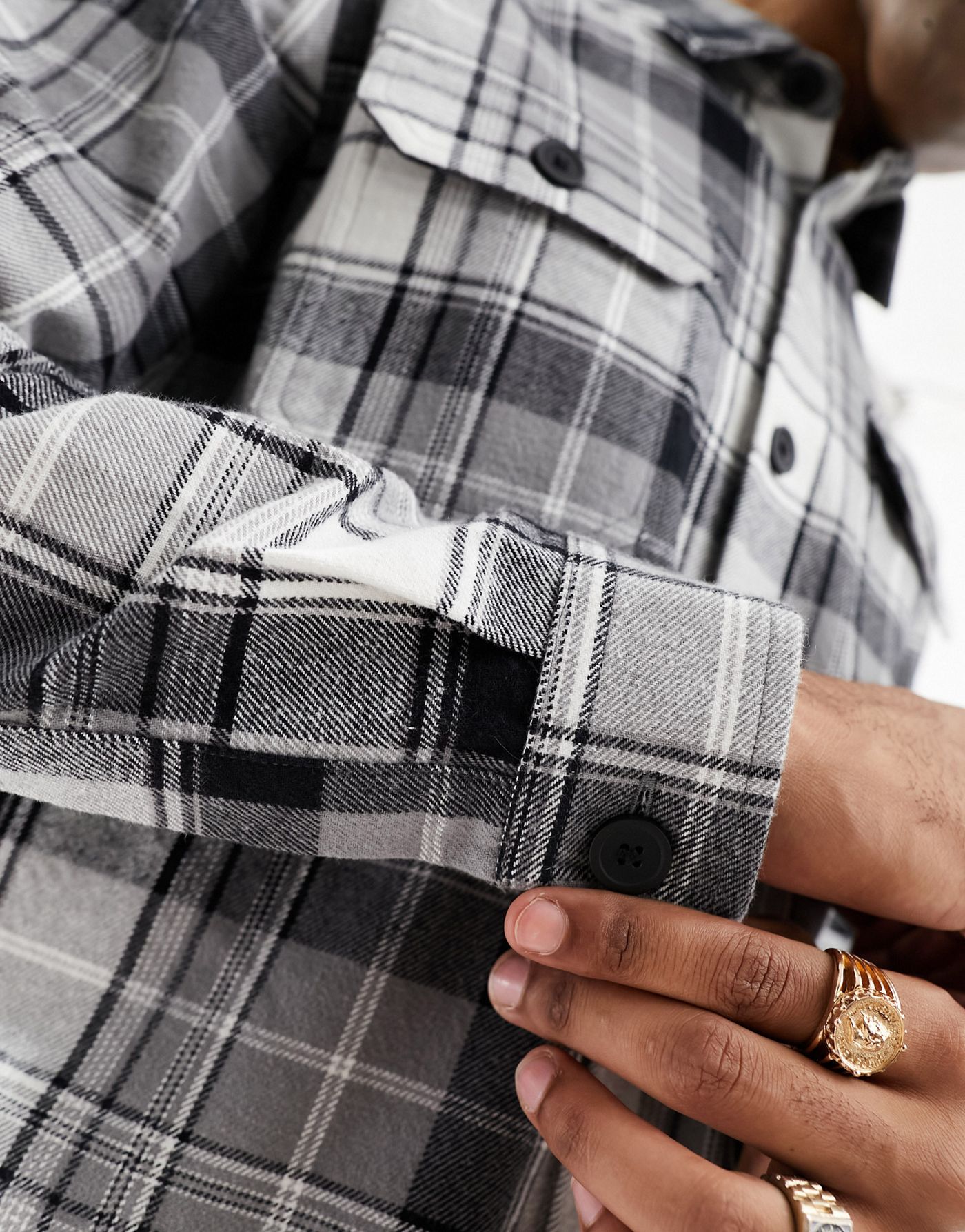 New Look check overshirt in grey check