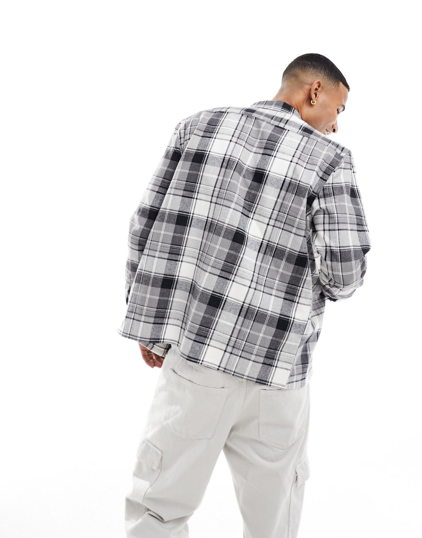 New Look check overshirt in grey check