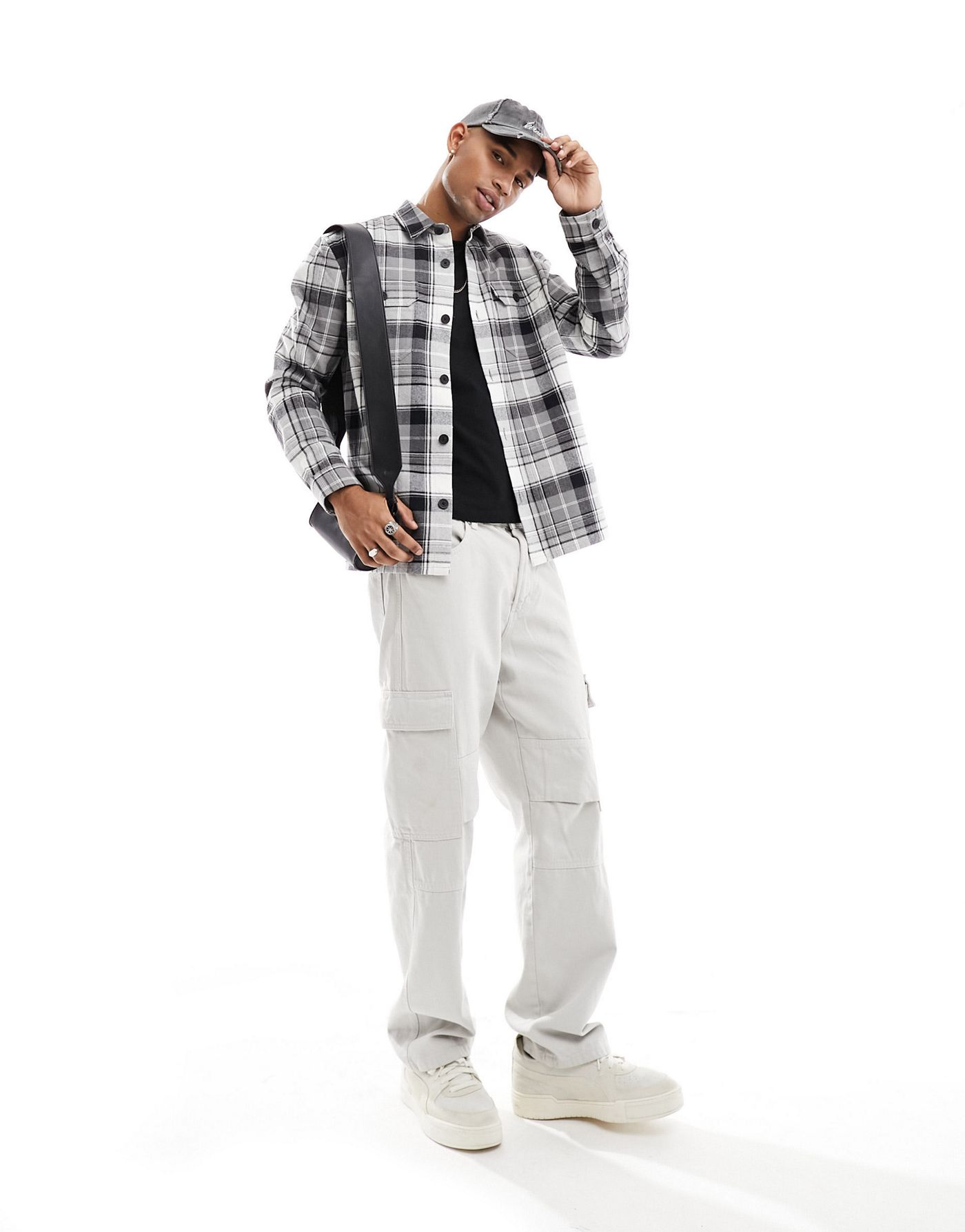 New Look check overshirt in grey check